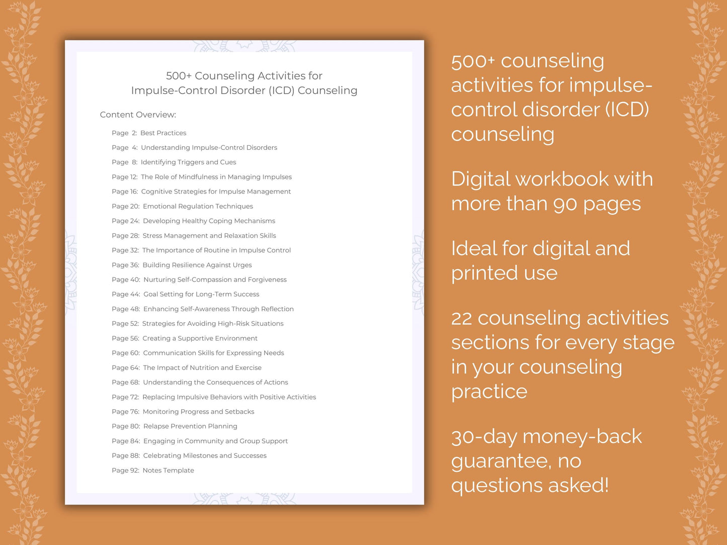 Impulse-Control Disorder (ICD) Counseling Therapist Worksheets