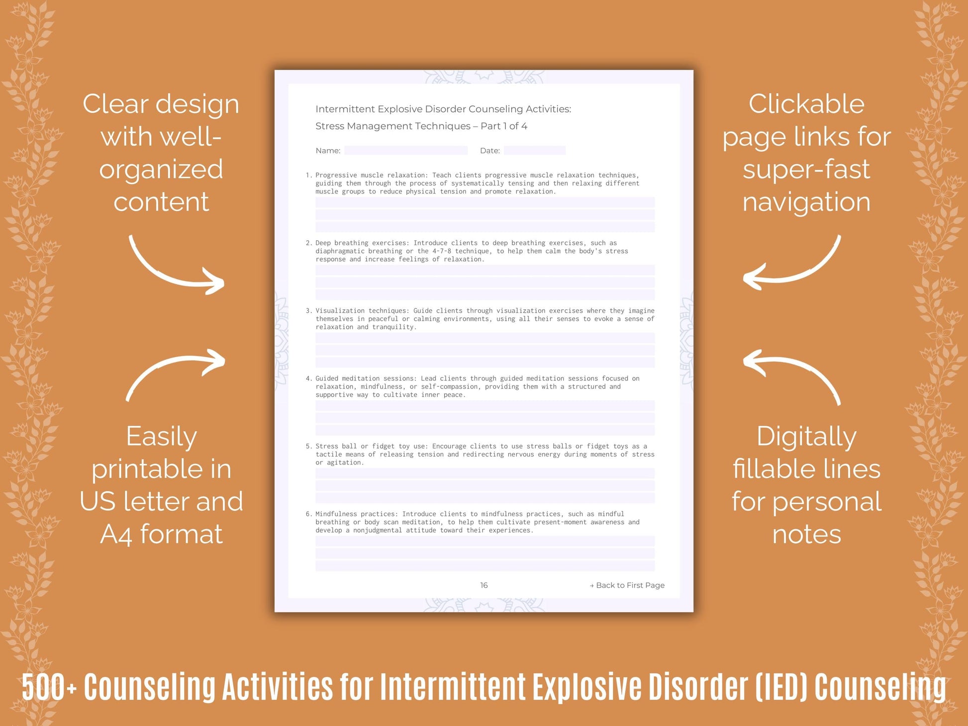 Intermittent Explosive Disorder (IED) Counseling Counseling Templates