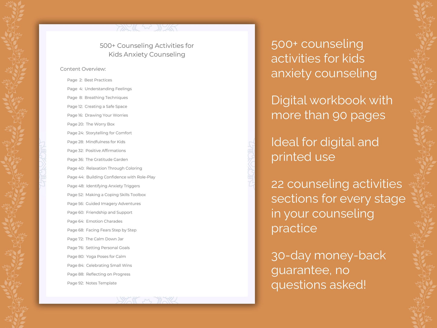 Kids Anxiety Counseling Therapist Worksheets