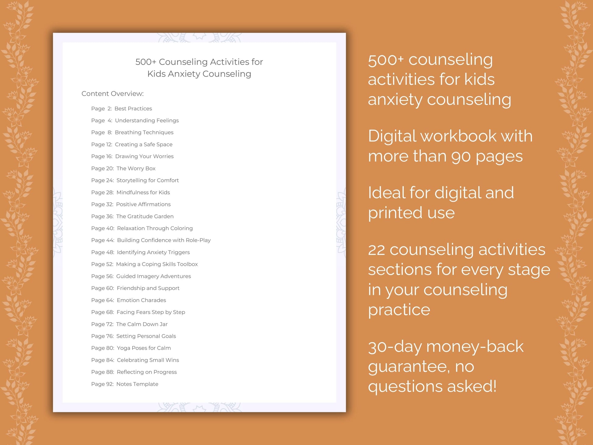 Kids Anxiety Counseling Therapist Worksheets