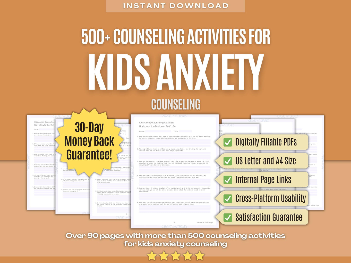 Kids Anxiety Counseling Psychology Workbooks