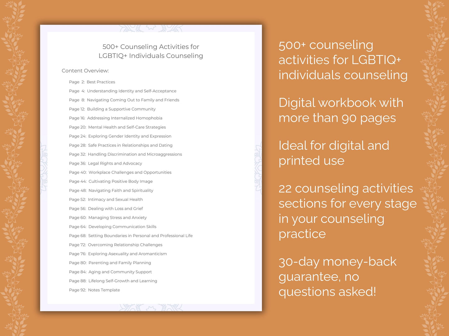 LGBTIQ+ Individuals Counseling Therapist Worksheets