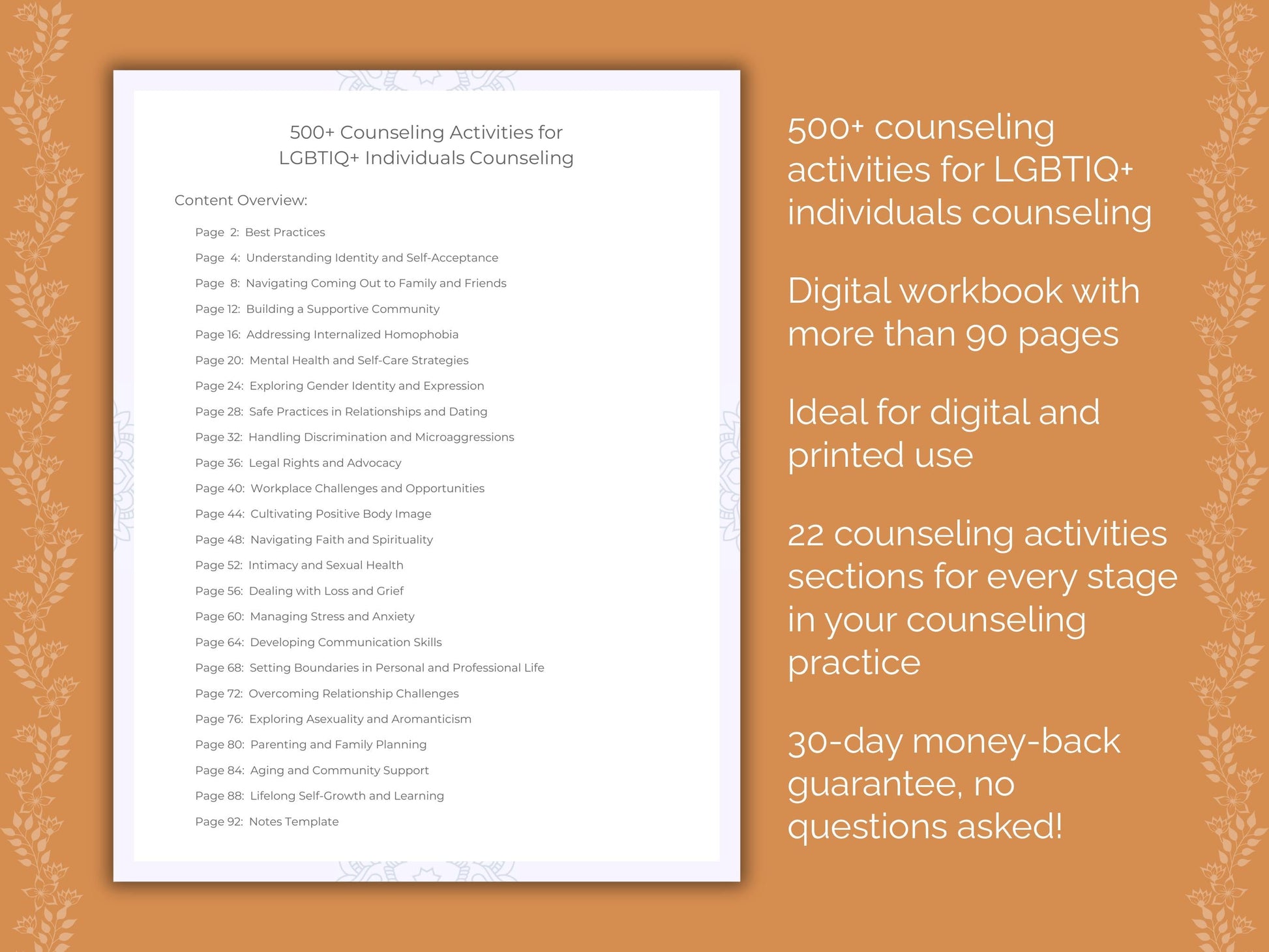 LGBTIQ+ Individuals Counseling Therapist Worksheets