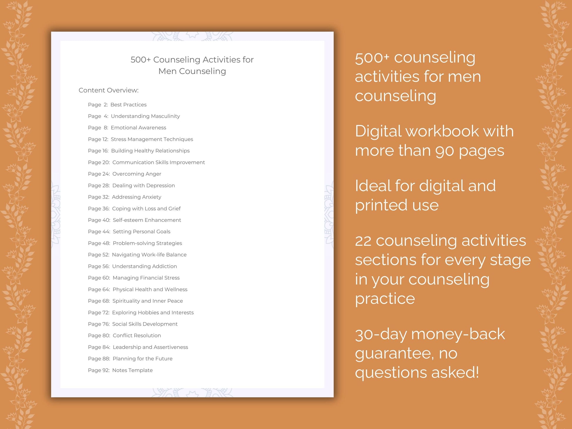 Men Counseling Therapist Worksheets