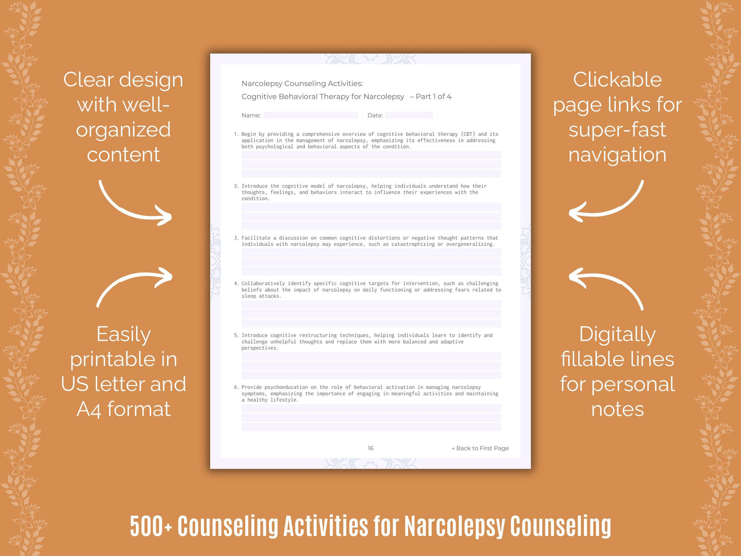 Narcolepsy Counseling Counseling Templates