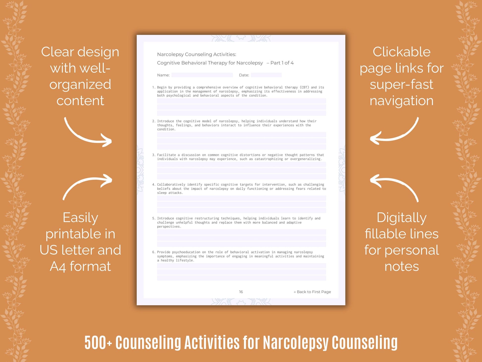 Narcolepsy Counseling Counseling Templates