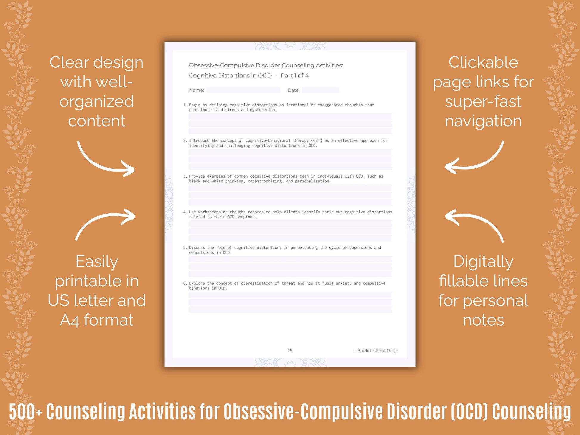 Obsessive-Compulsive Disorder (OCD) Counseling Counseling Templates