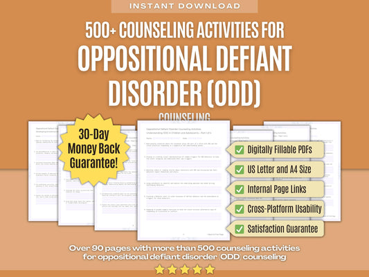 Oppositional Defiant Disorder (ODD) Counseling Psychology Workbooks