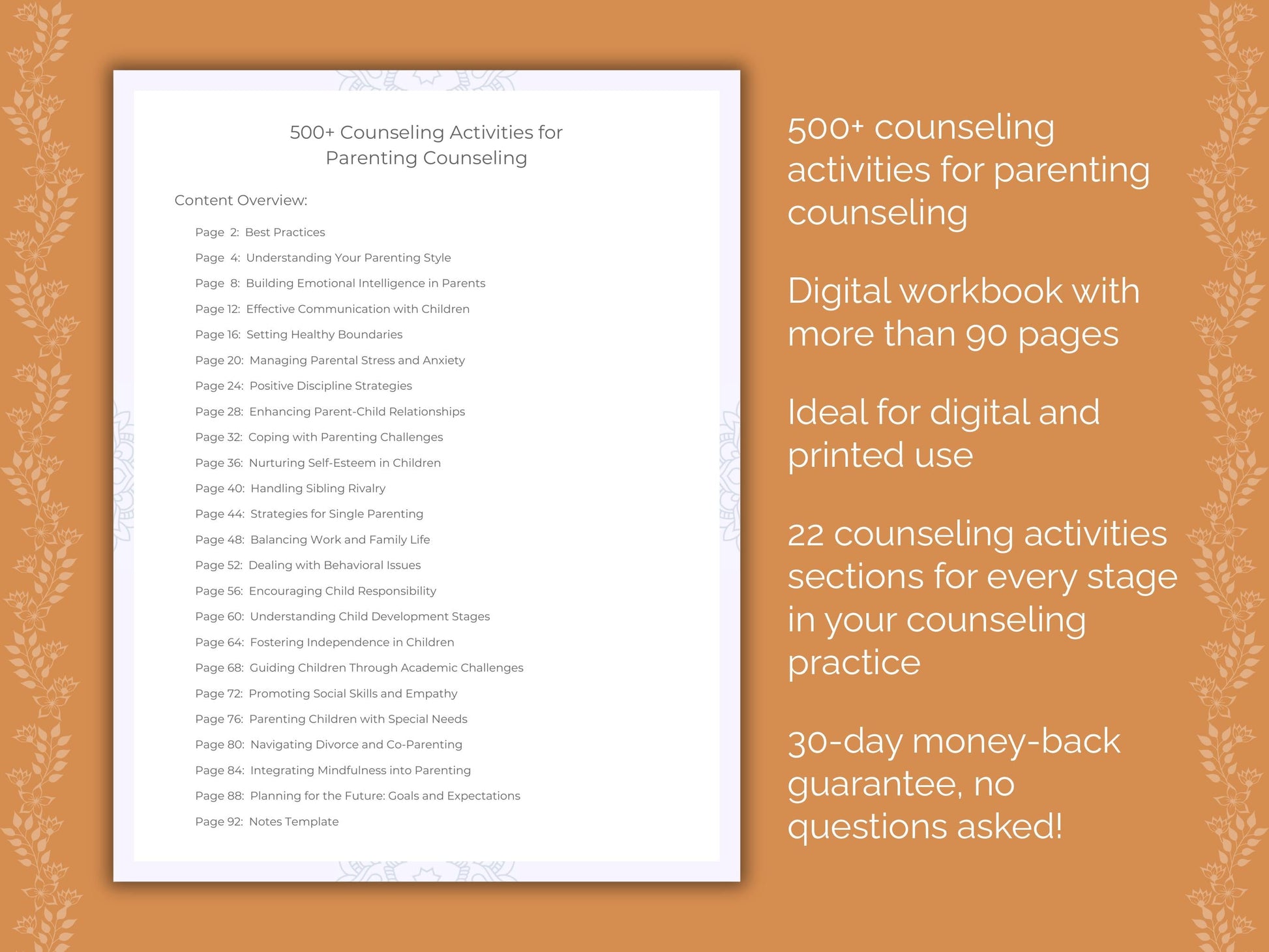 Parenting Counseling Therapist Worksheets