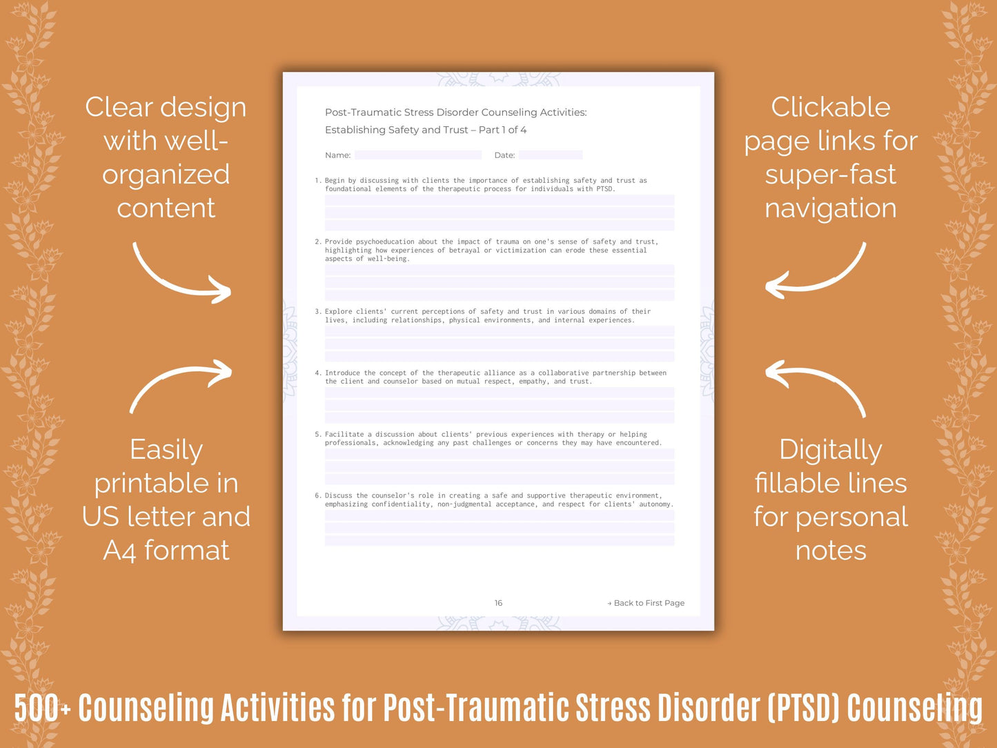 Post-Traumatic Stress Disorder (PTSD) Counseling Counseling Templates