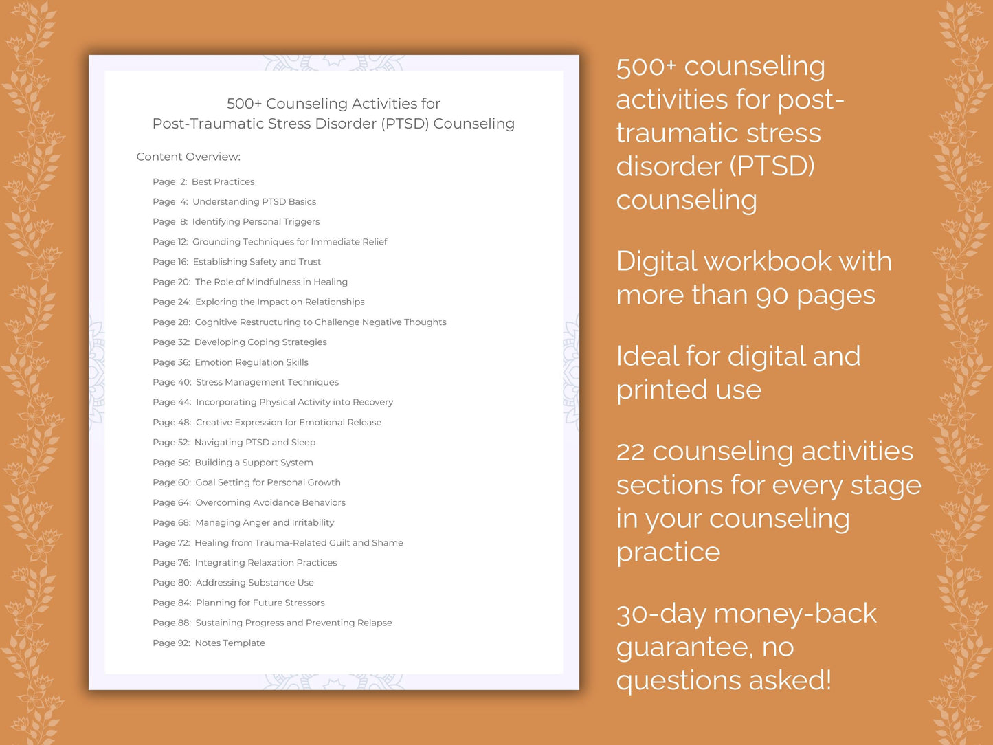 Post-Traumatic Stress Disorder (PTSD) Counseling Therapist Worksheets