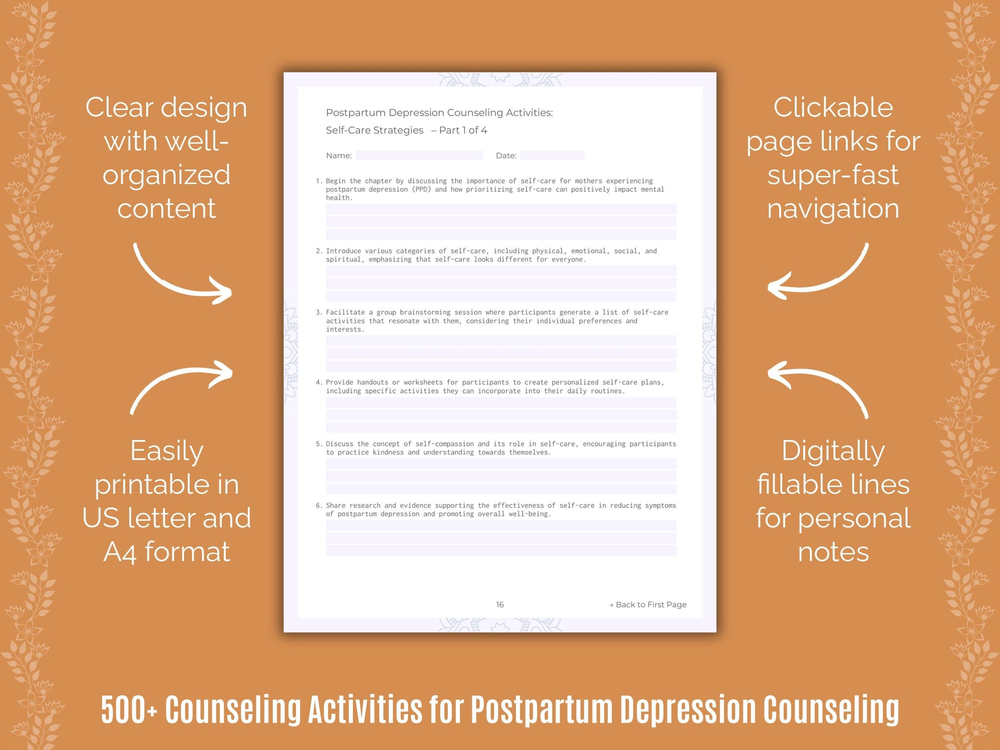 Postpartum Depression Counseling Counseling Templates