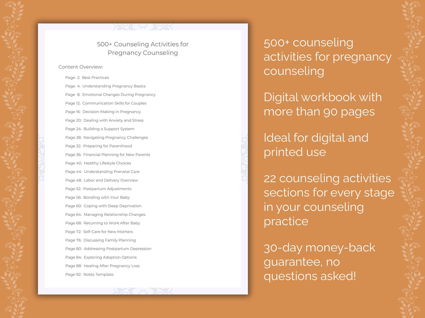 Pregnancy Counseling Therapist Worksheets