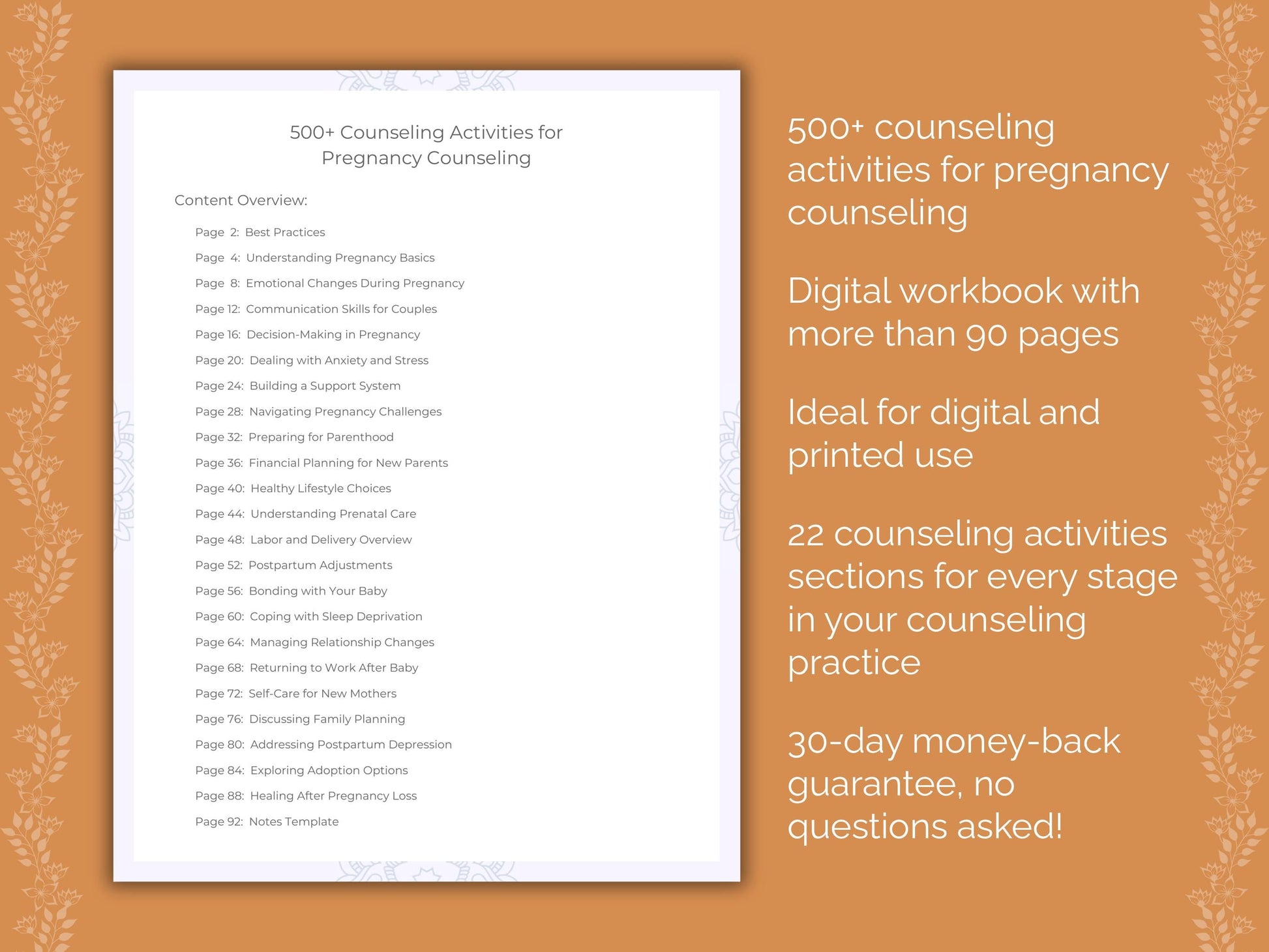 Pregnancy Counseling Therapist Worksheets