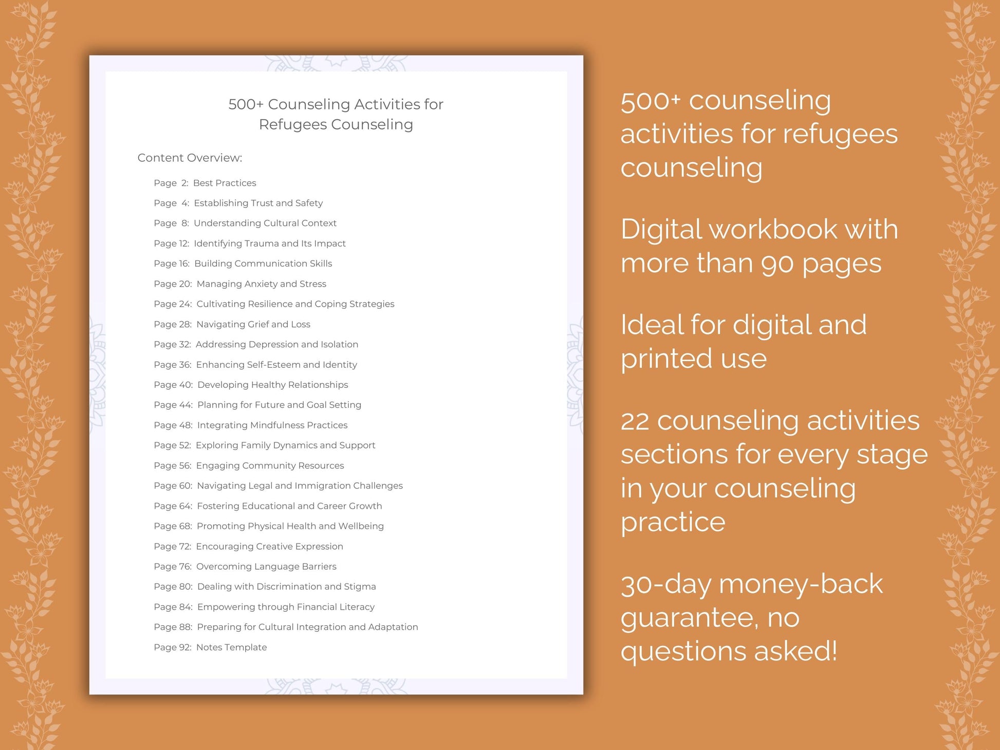 Refugees Counseling Therapist Worksheets