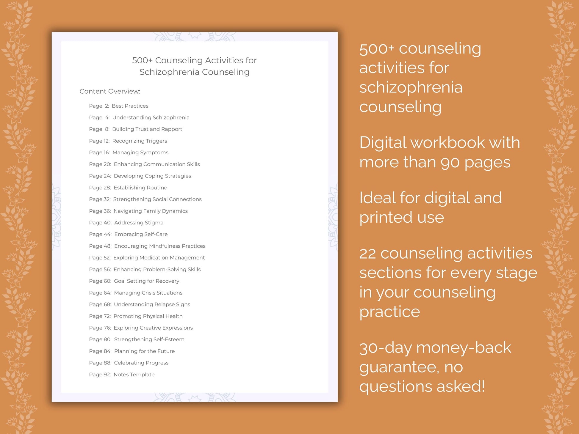 Schizophrenia Counseling Therapist Worksheets