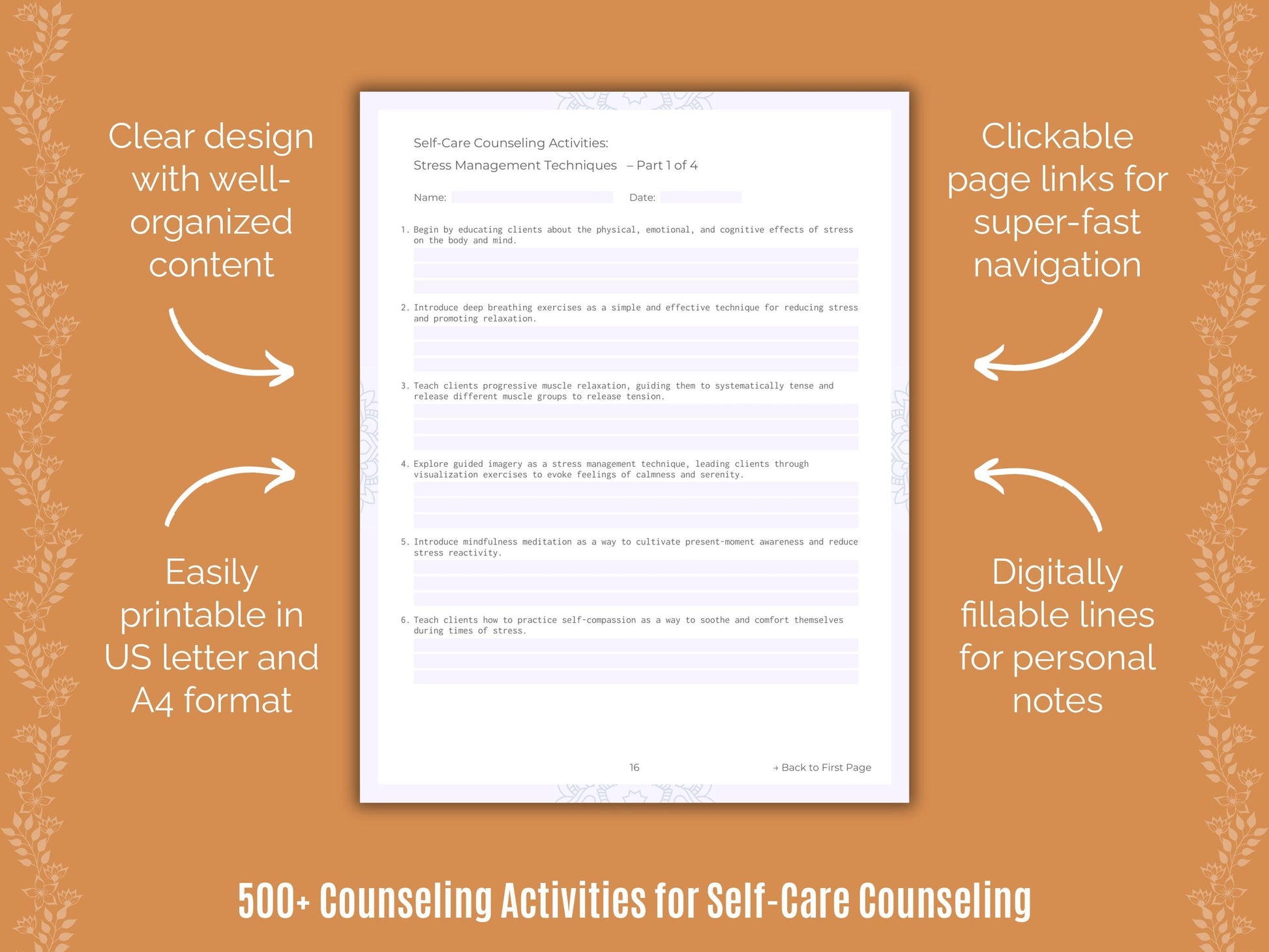 Self-Care Counseling Counseling Templates