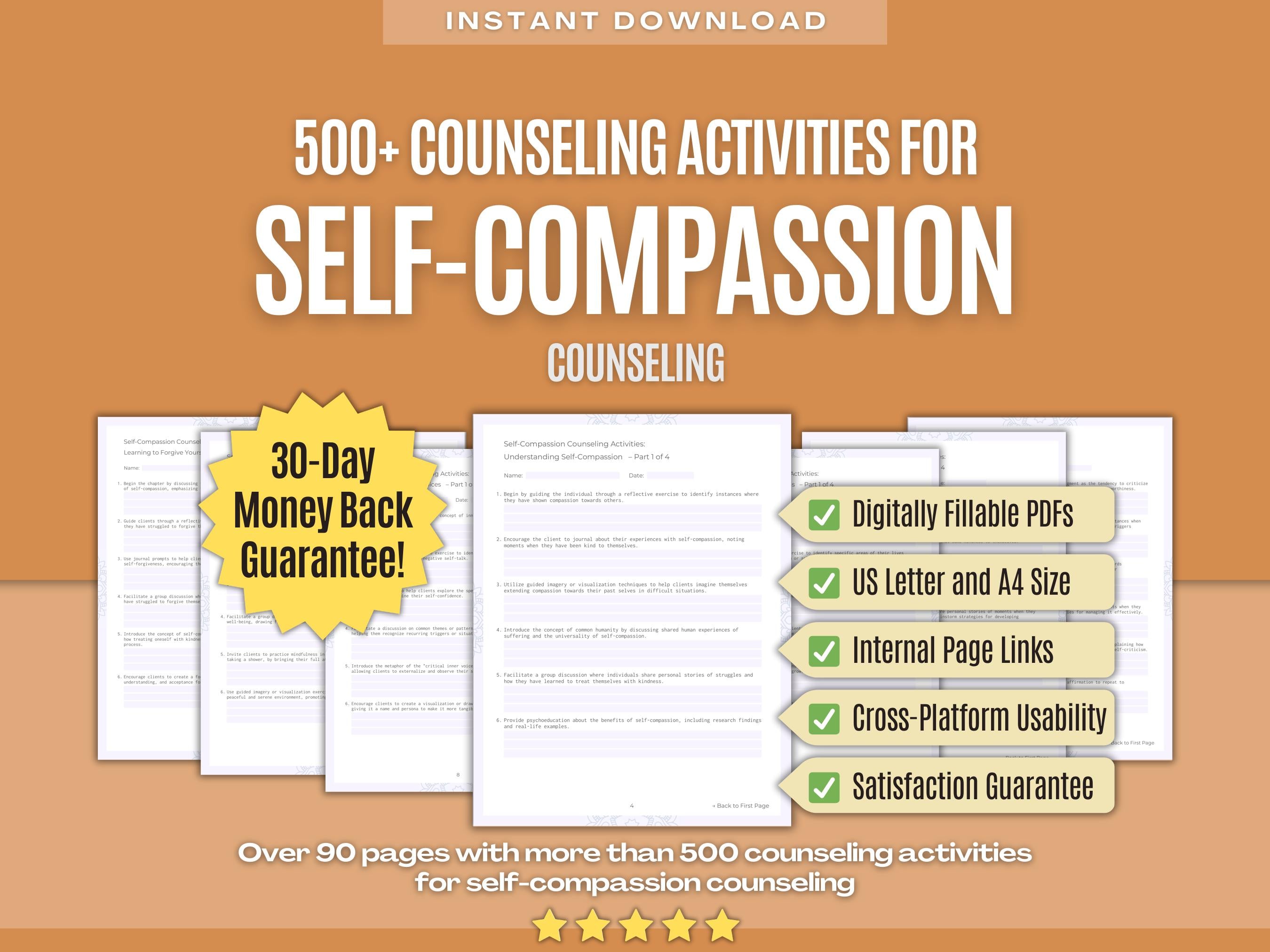 500+ Self-Compassion Counseling Activities Workbook | Karlstein Publishing