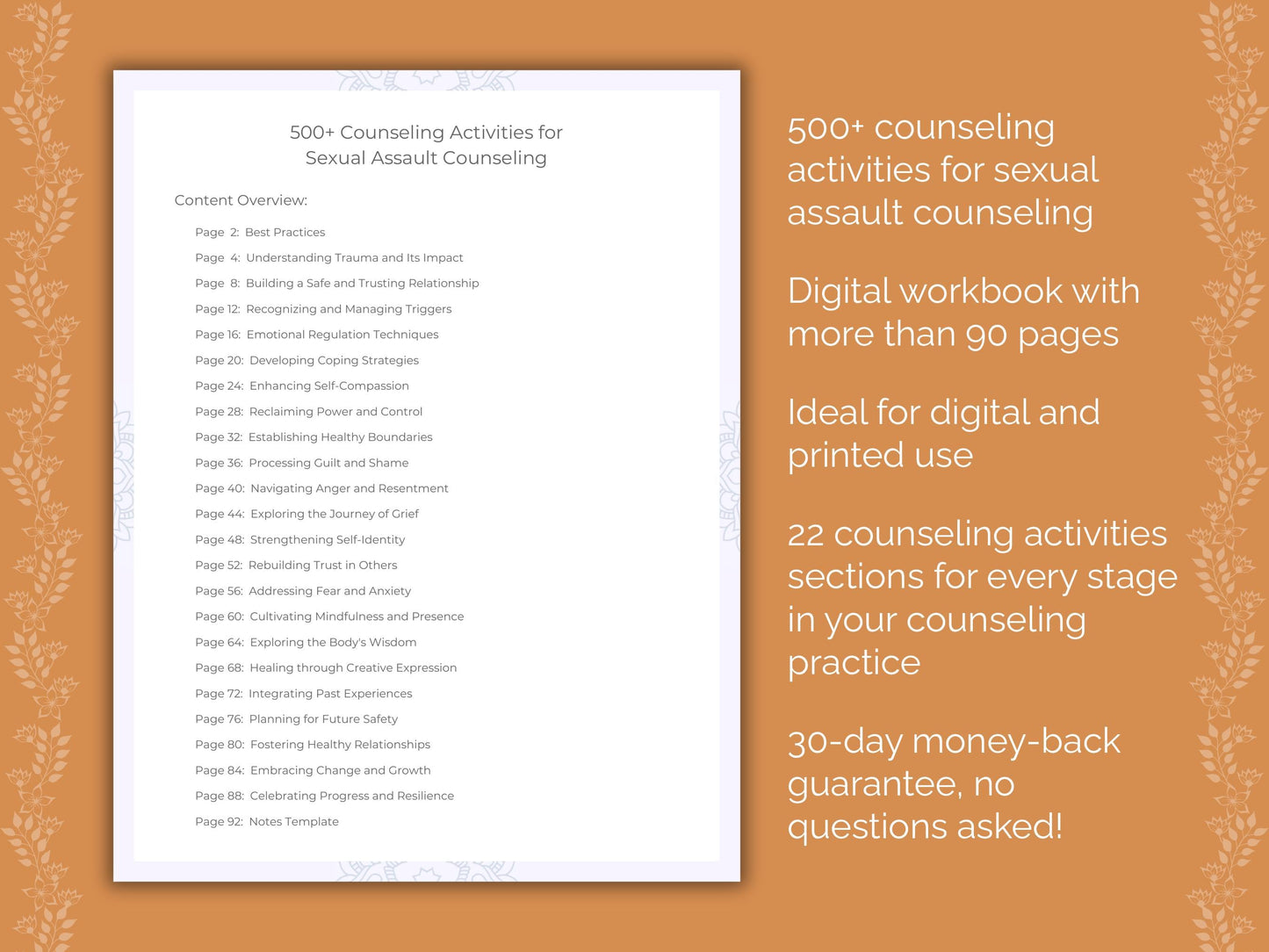 Sexual Assault Counseling Therapist Worksheets