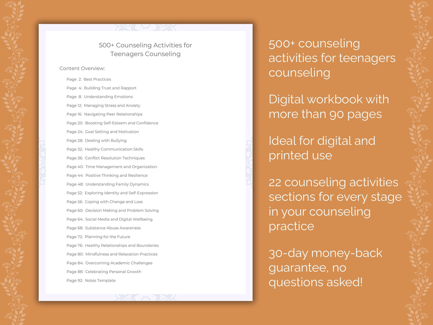 Teenagers Counseling Therapist Worksheets