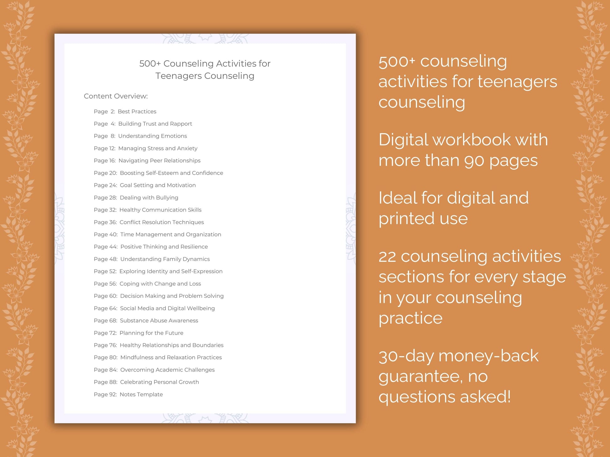 Teenagers Counseling Therapist Worksheets