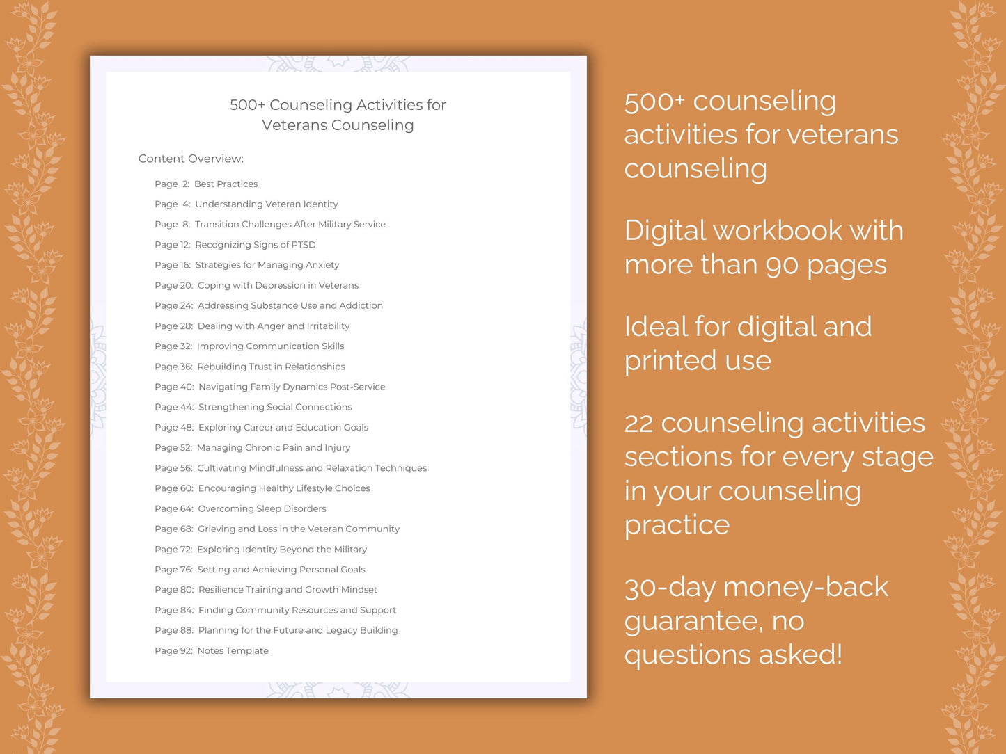 Veterans Counseling Therapist Worksheets