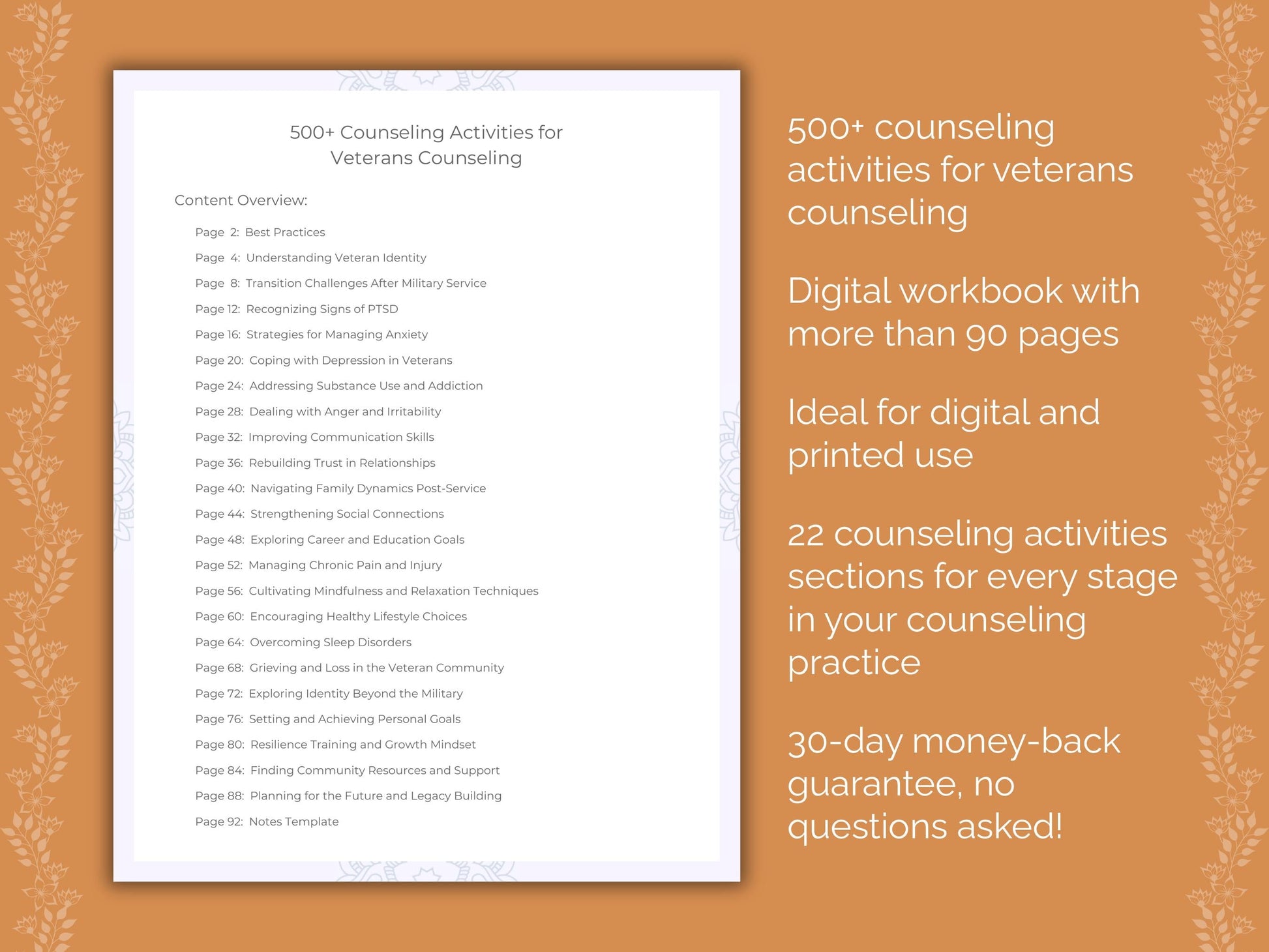 Veterans Counseling Therapist Worksheets