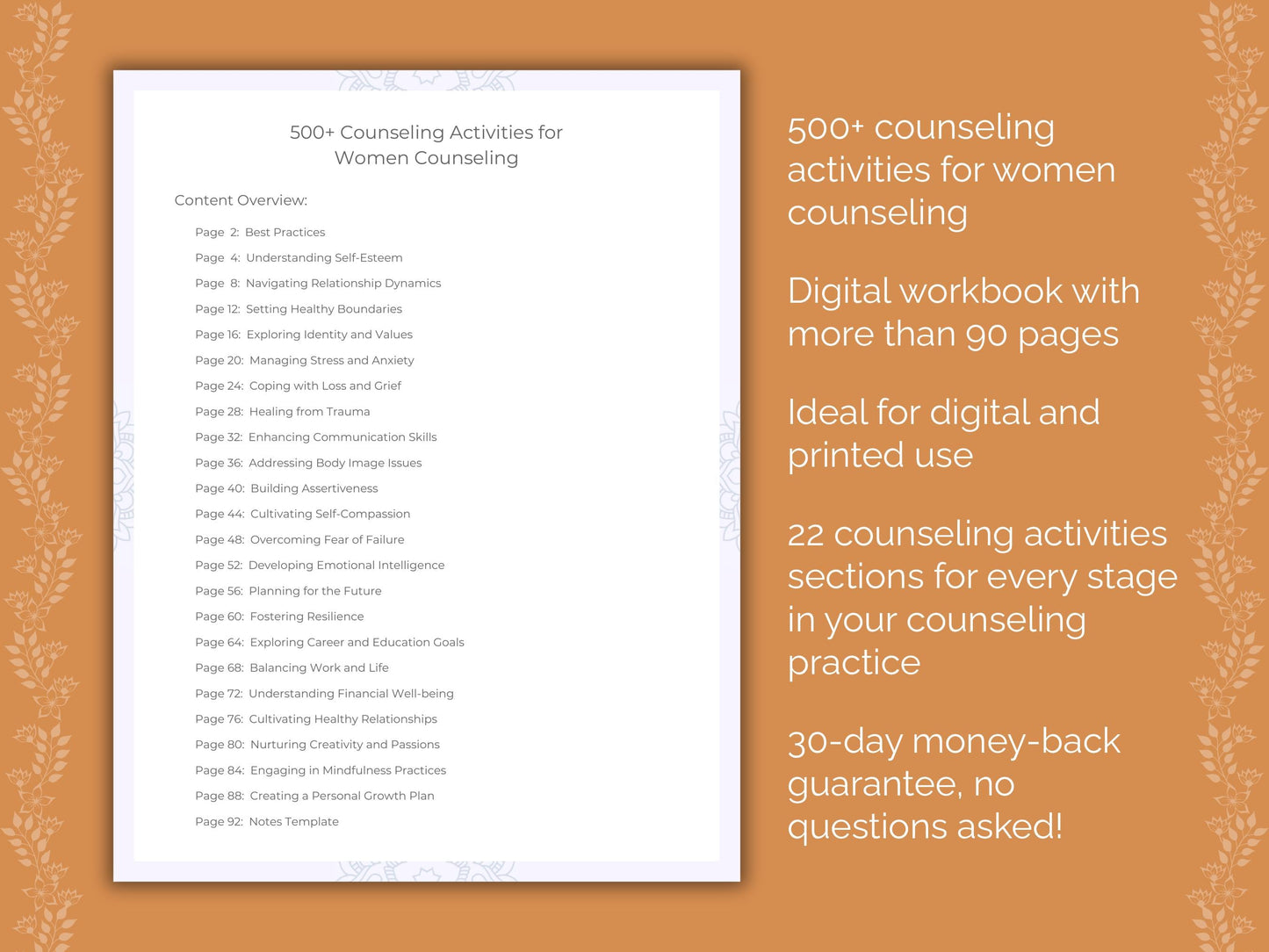 Women Counseling Therapist Worksheets