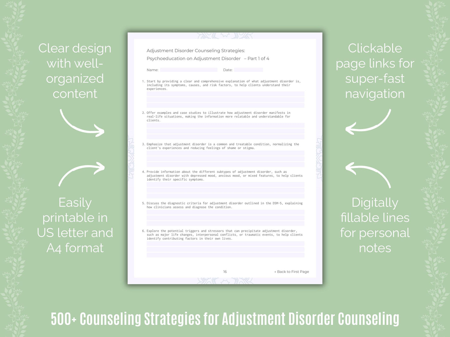 Adjustment Disorder Counseling Counseling Templates