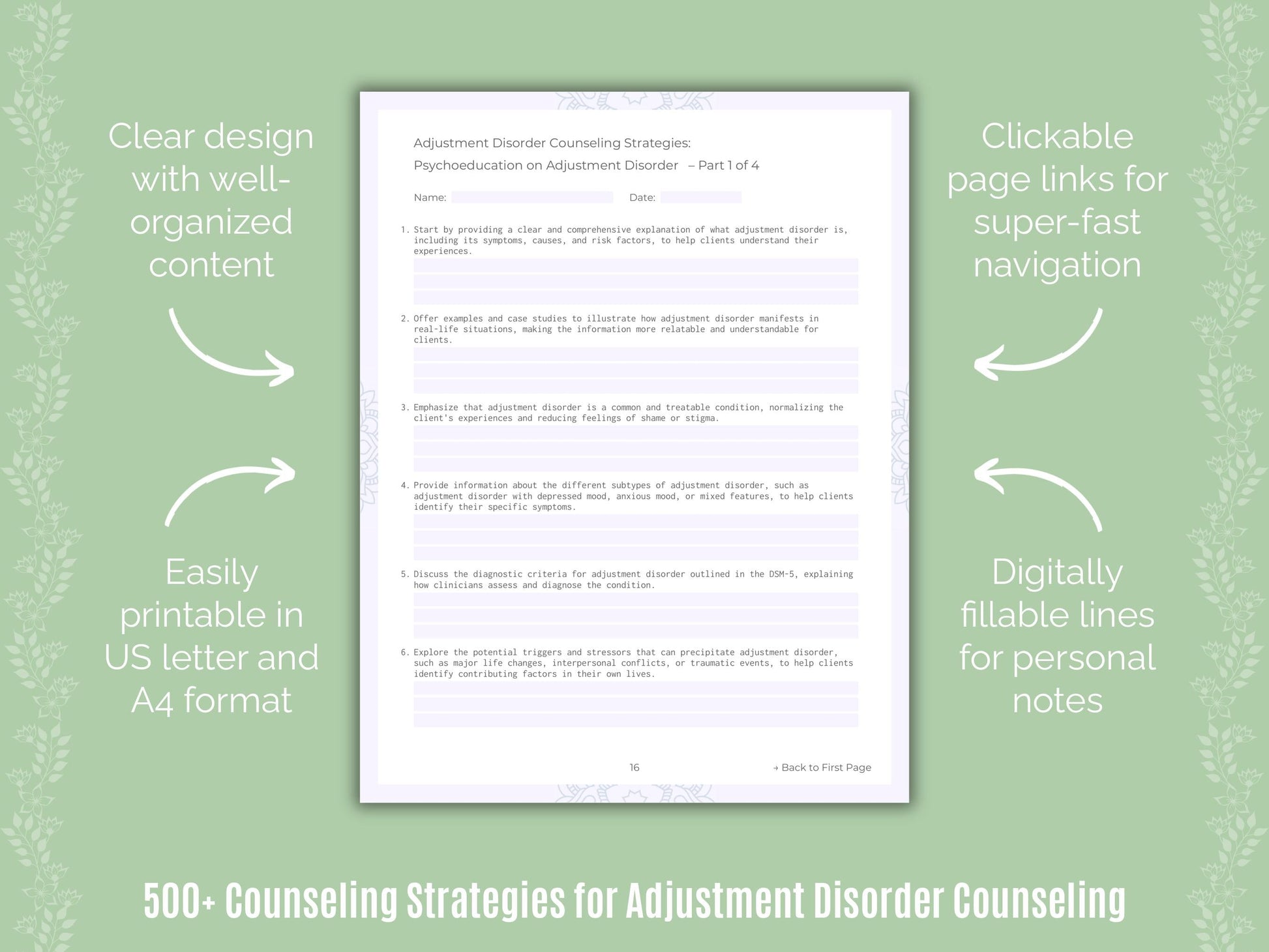 Adjustment Disorder Counseling Counseling Templates