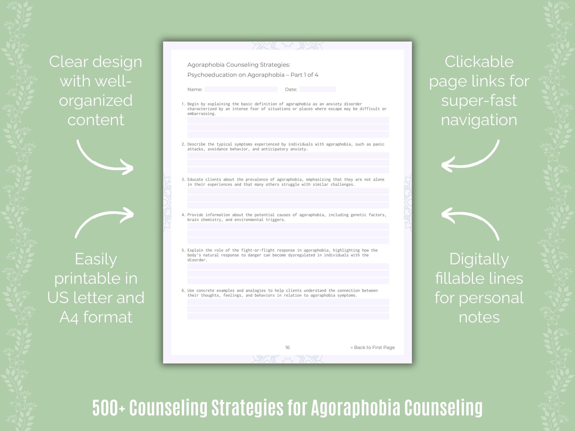 Agoraphobia Counseling Counseling Templates