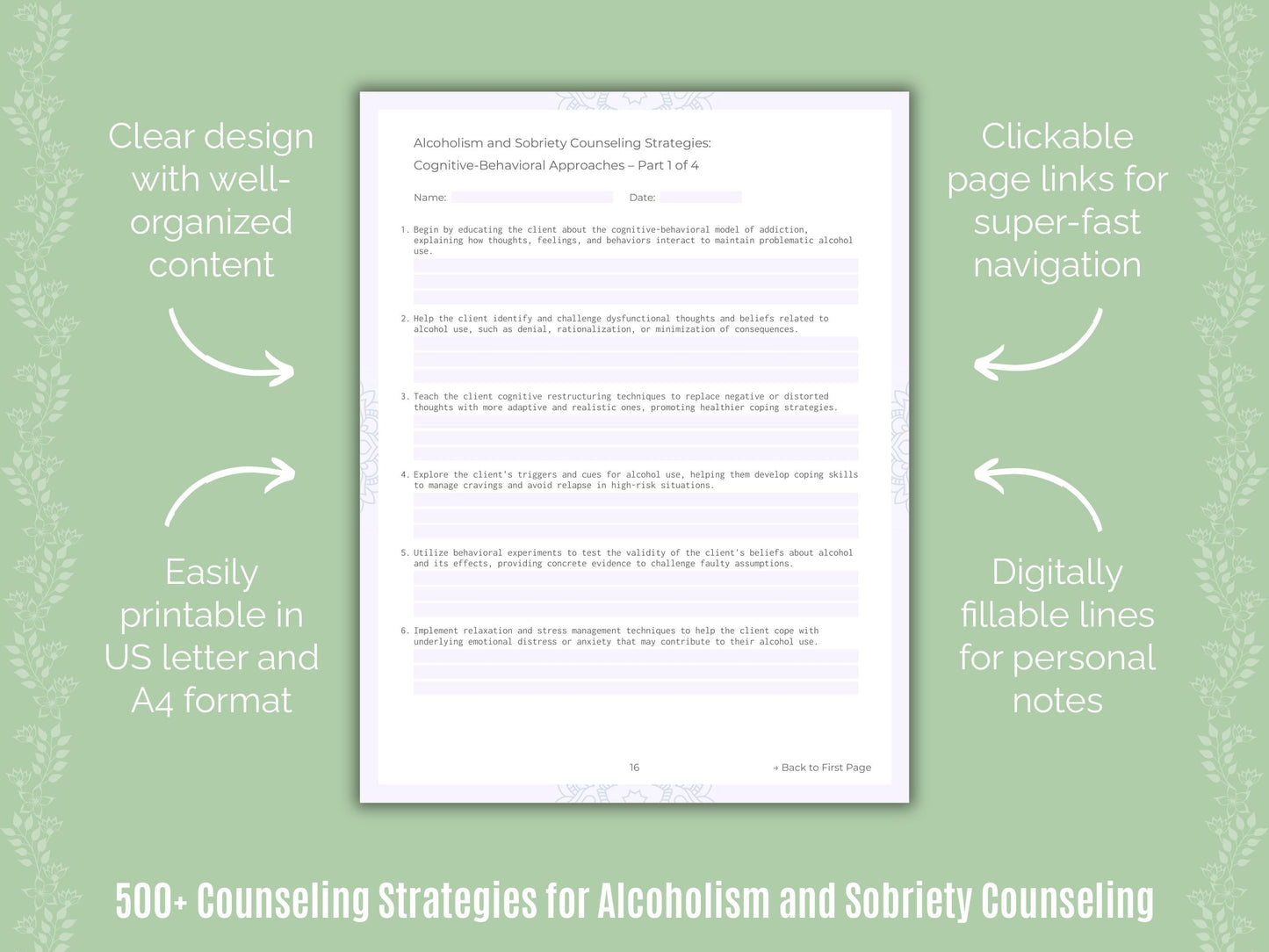 Alcoholism and Sobriety Counseling Counseling Templates