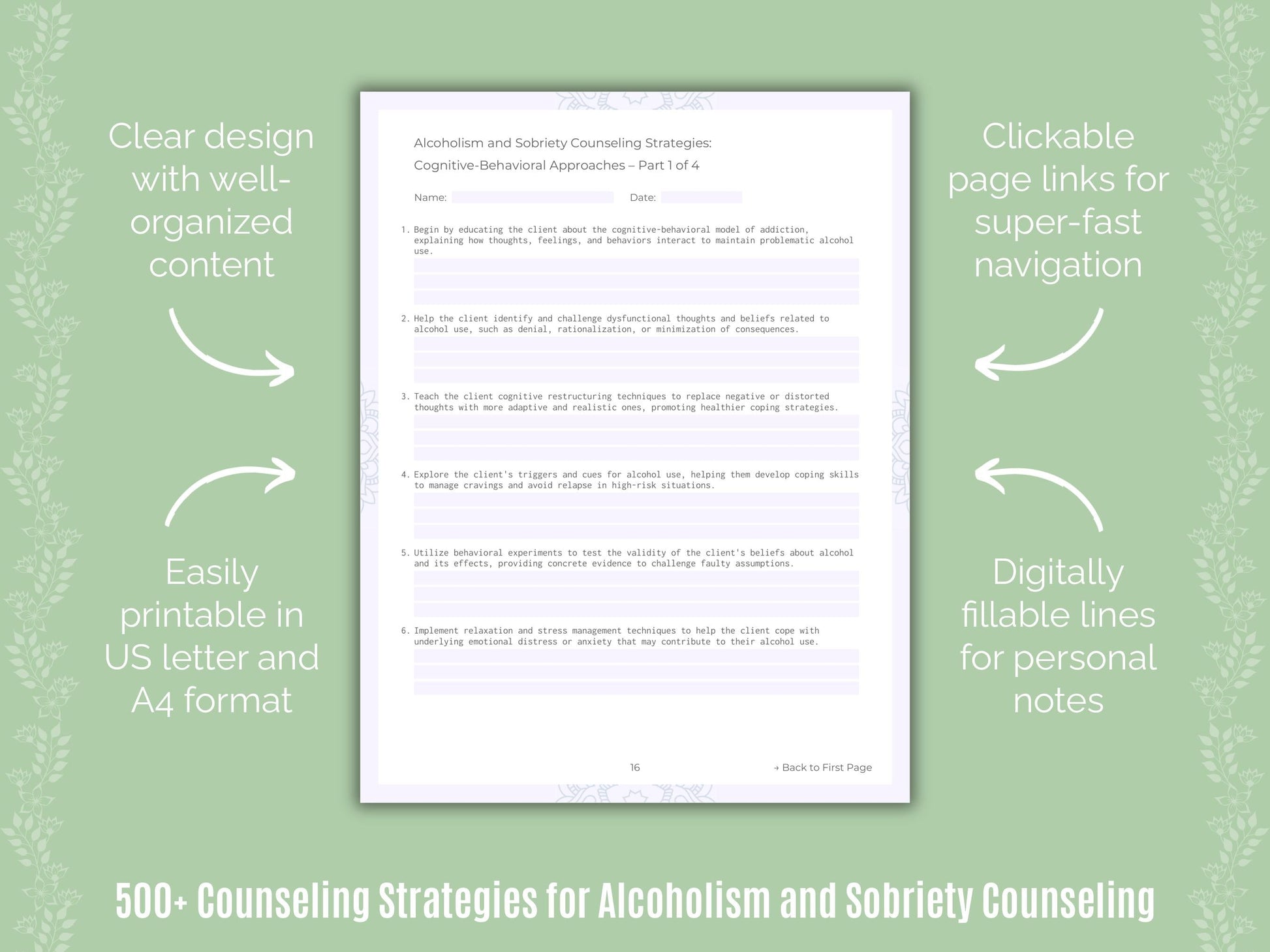 Alcoholism and Sobriety Counseling Counseling Templates