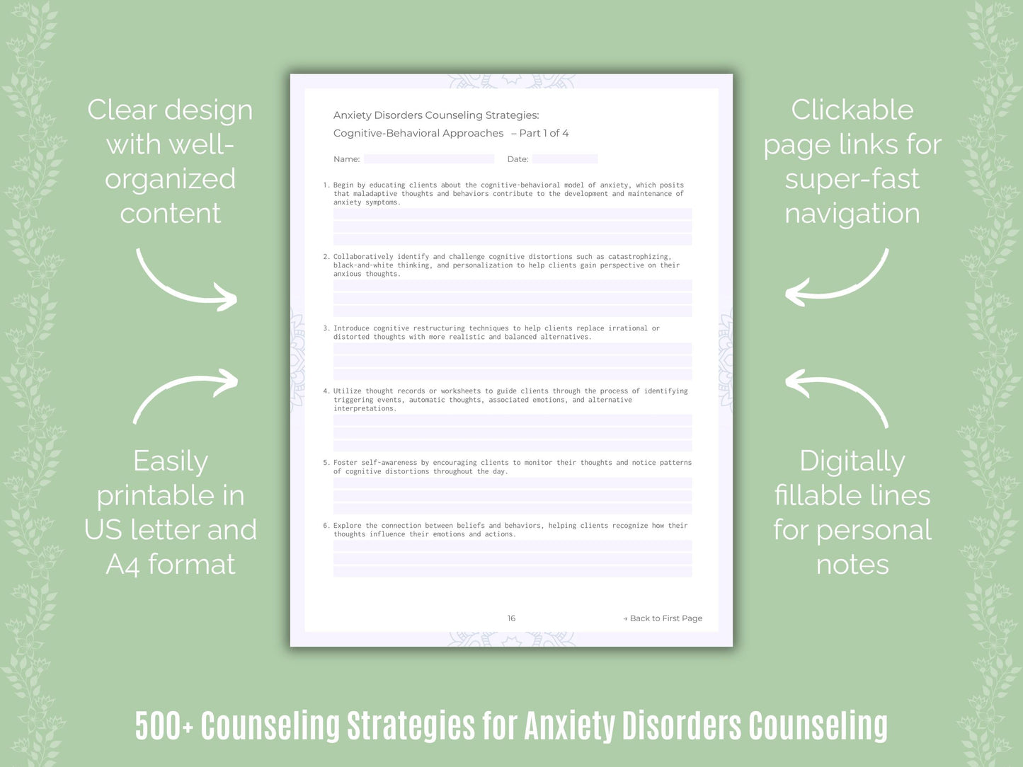 Anxiety Disorders Counseling Counseling Templates