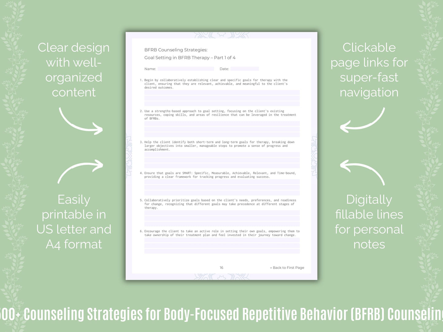 Body-Focused Repetitive Behavior (BFRB) Counseling Counseling Templates