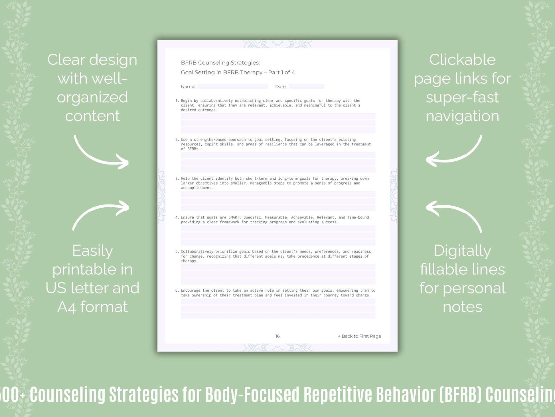 Body-Focused Repetitive Behavior (BFRB) Counseling Counseling Templates