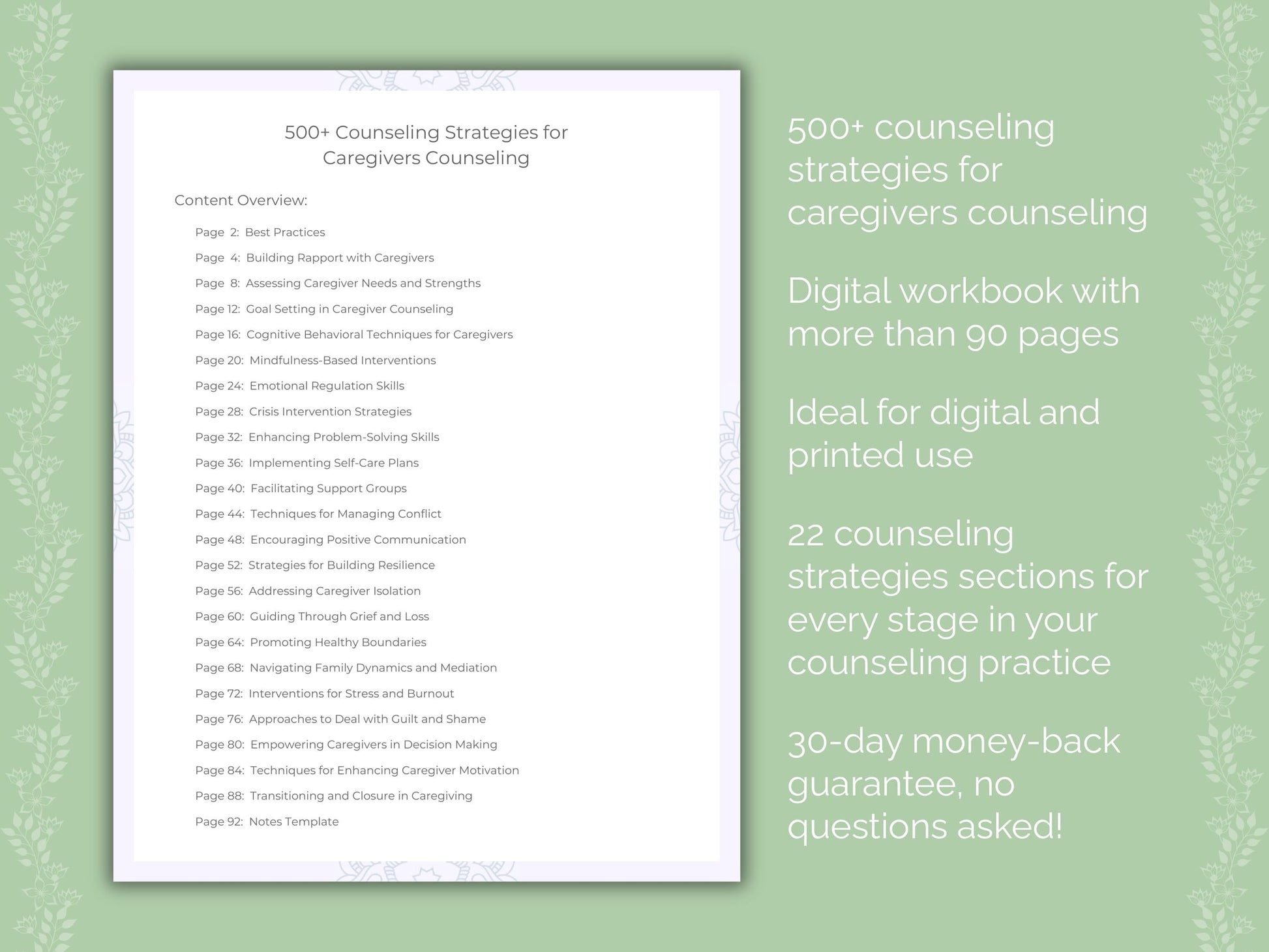 Caregivers Counseling Therapist Worksheets