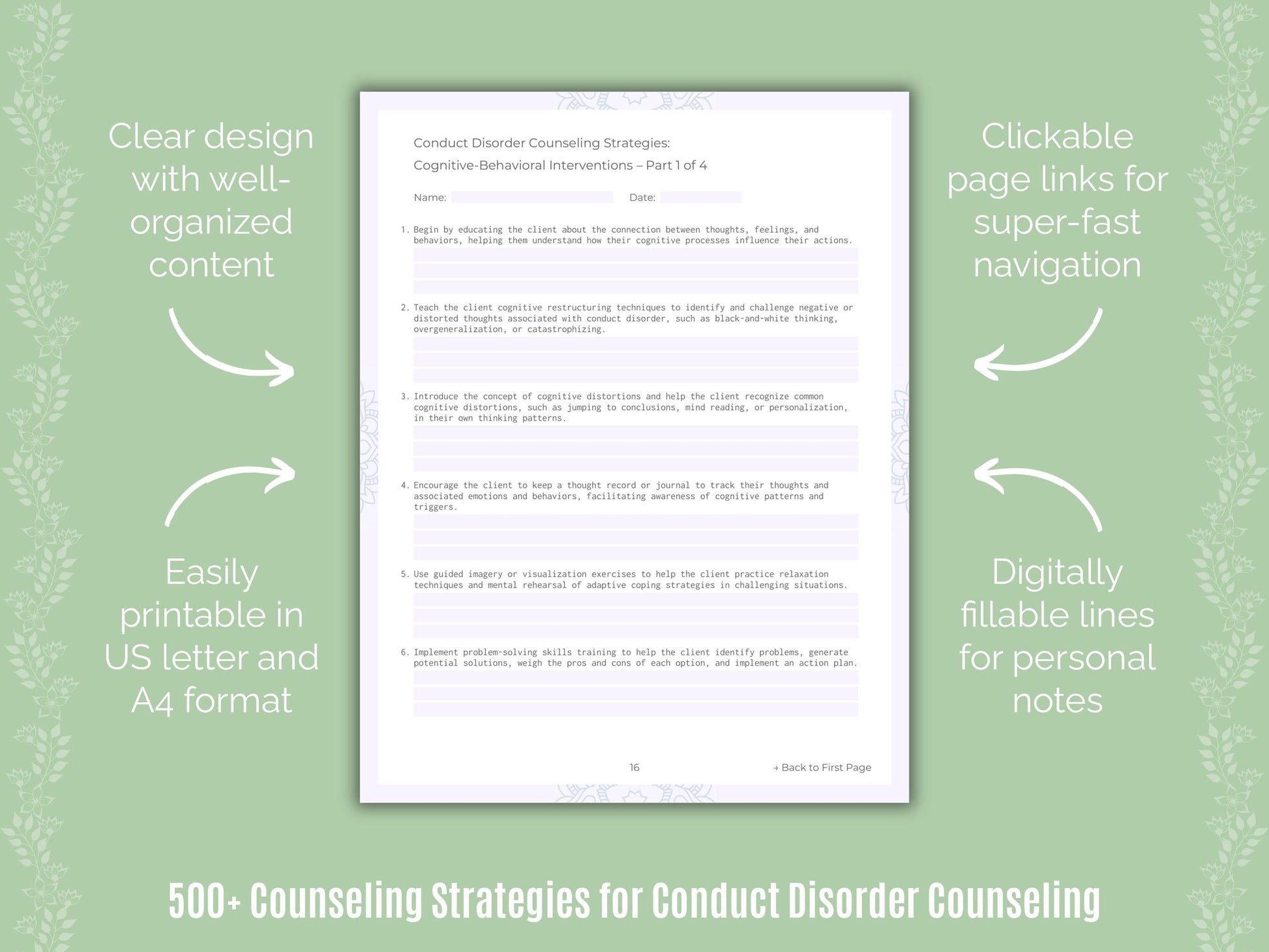 Conduct Disorder Counseling Counseling Templates