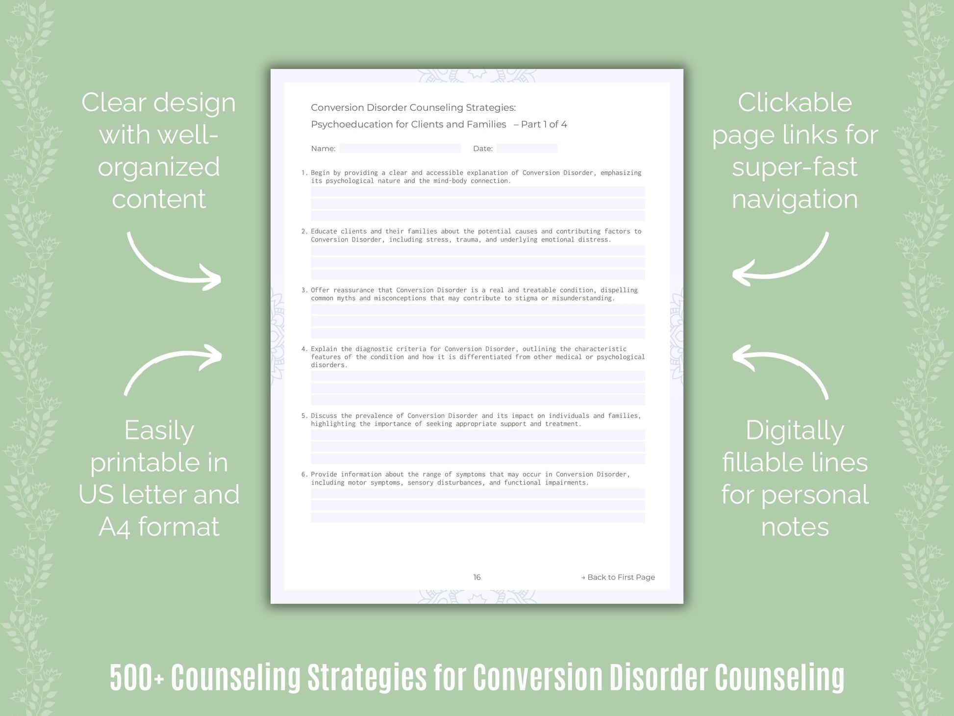 Conversion Disorder Counseling Counseling Templates