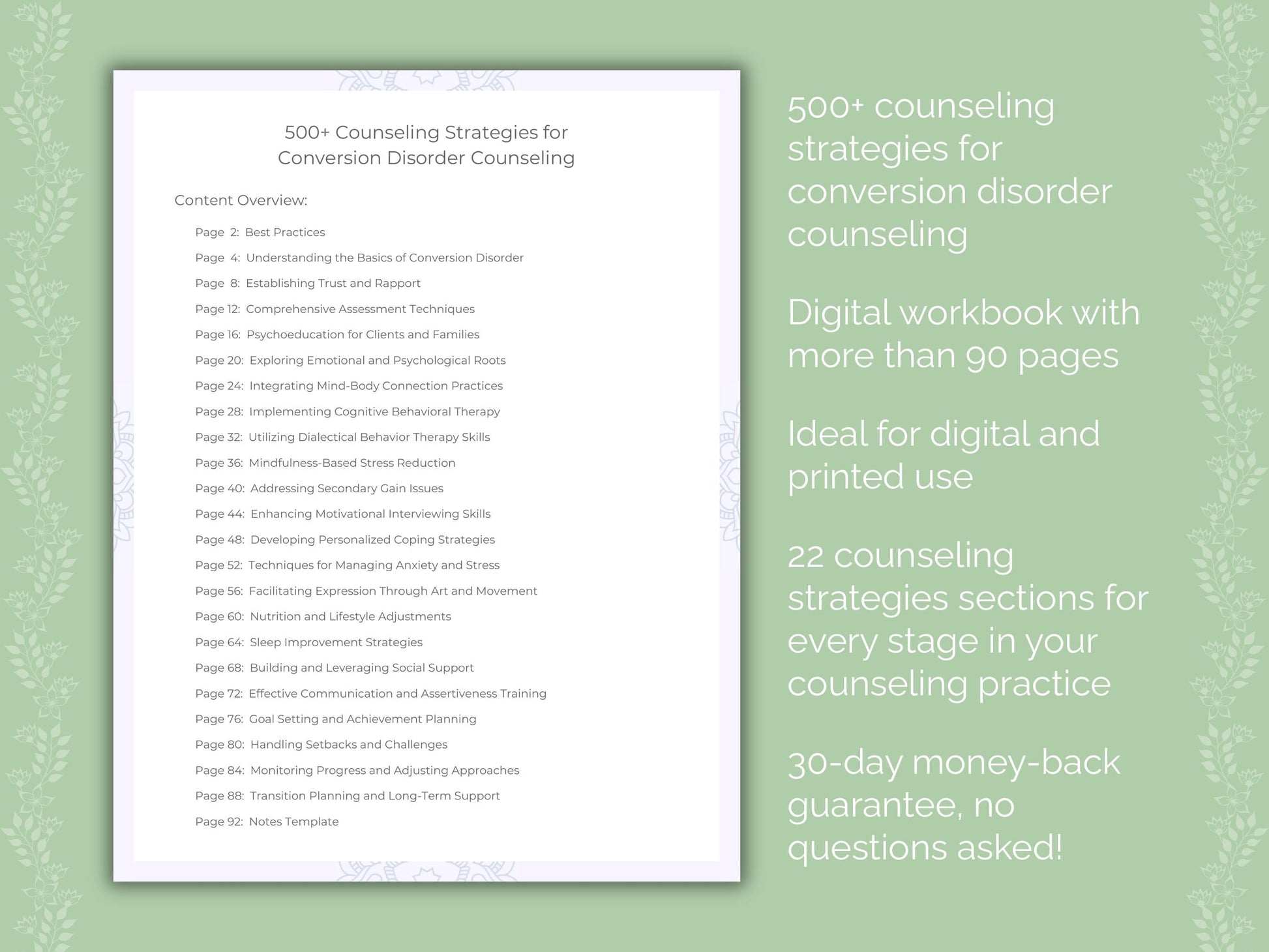 Conversion Disorder Counseling Therapist Worksheets