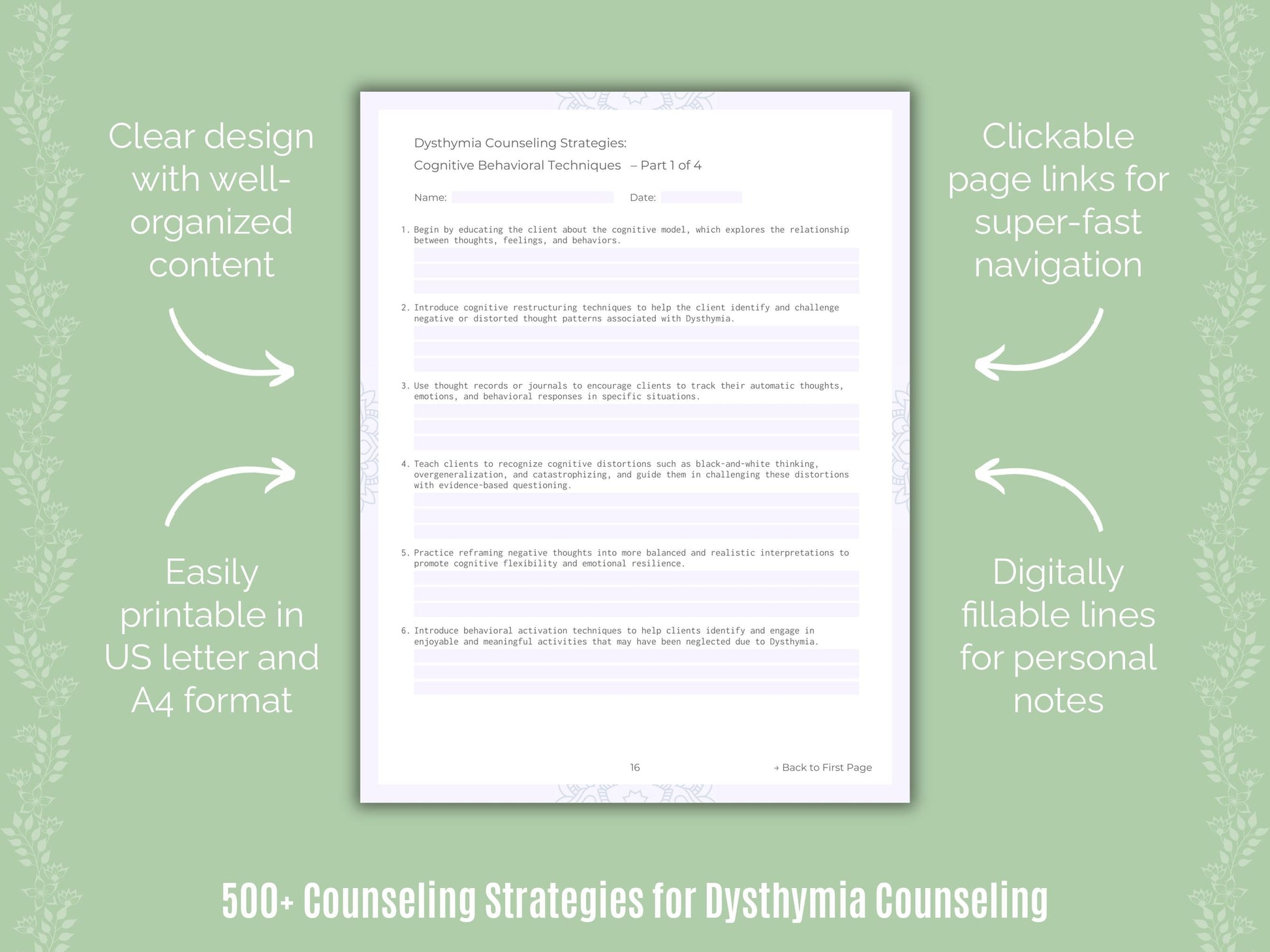 Dysthymia Counseling Counseling Templates