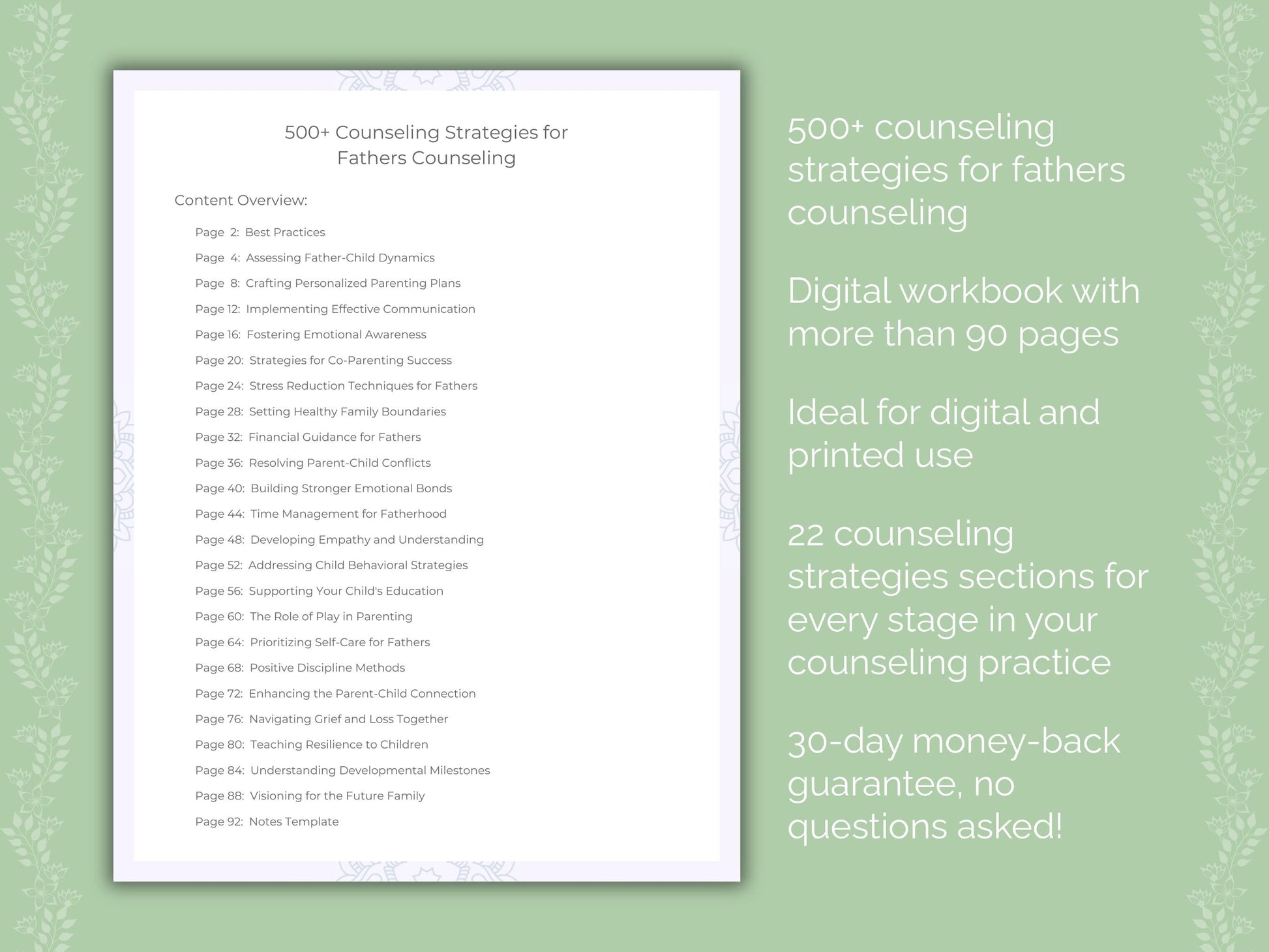 Fathers Counseling Therapist Worksheets