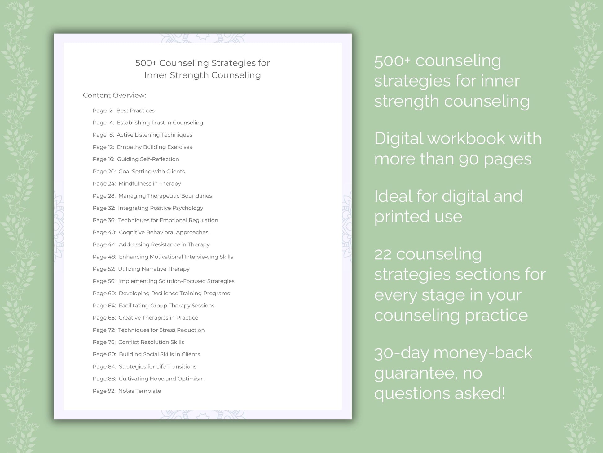 Inner Strength Counseling Therapist Worksheets