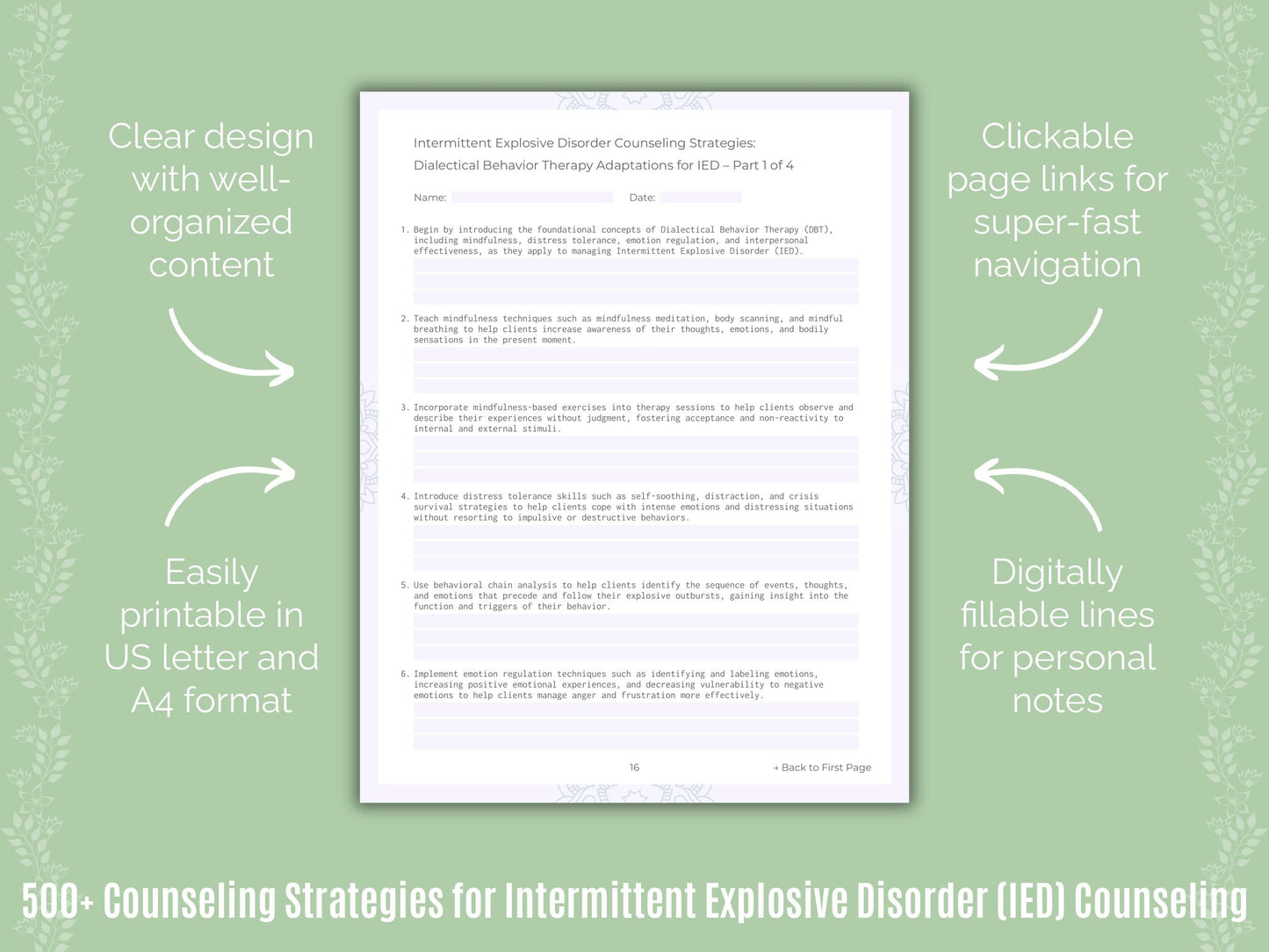 Intermittent Explosive Disorder (IED) Counseling Counseling Templates