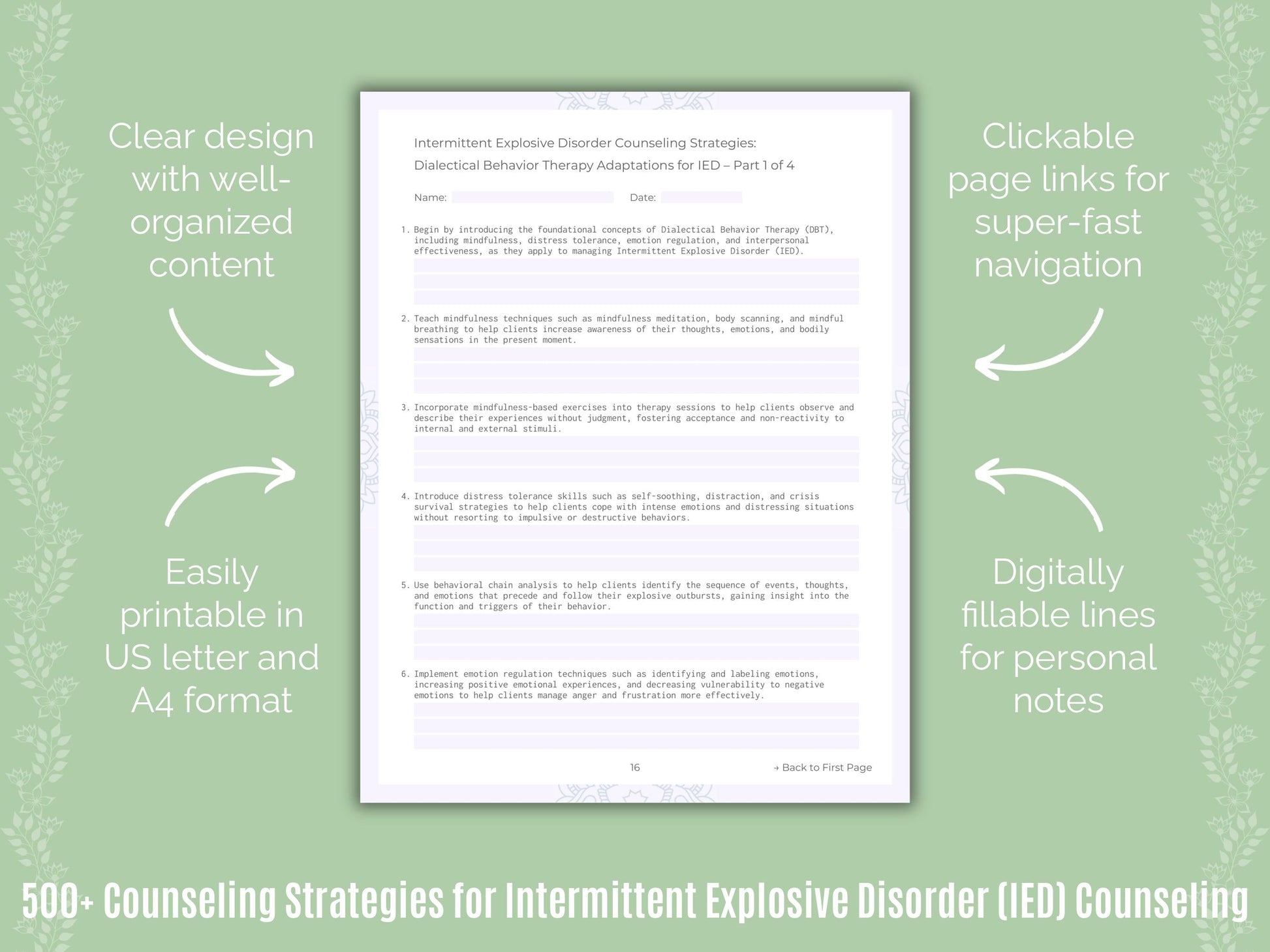 Intermittent Explosive Disorder (IED) Counseling Counseling Templates