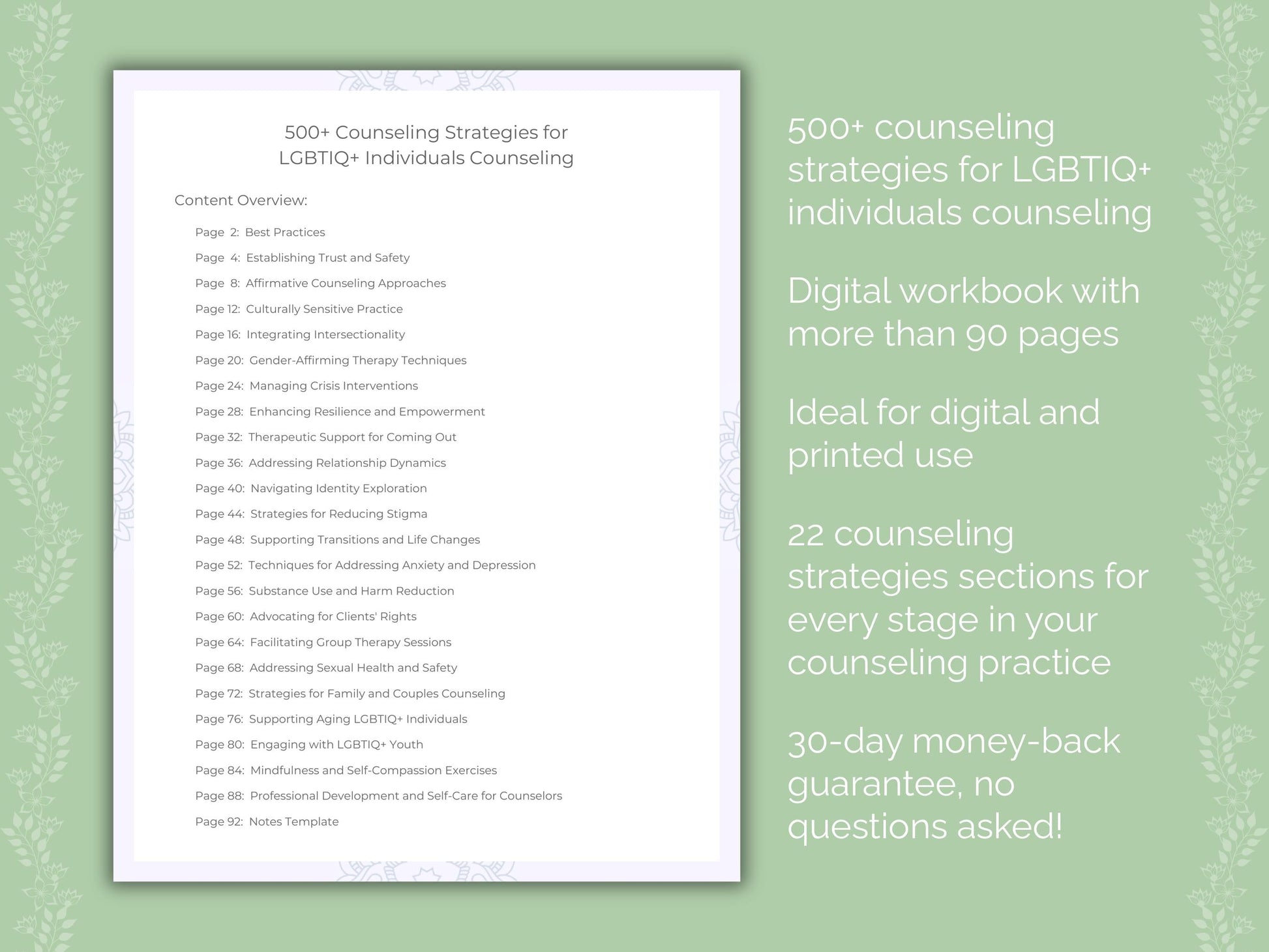 LGBTIQ+ Individuals Counseling Therapist Worksheets