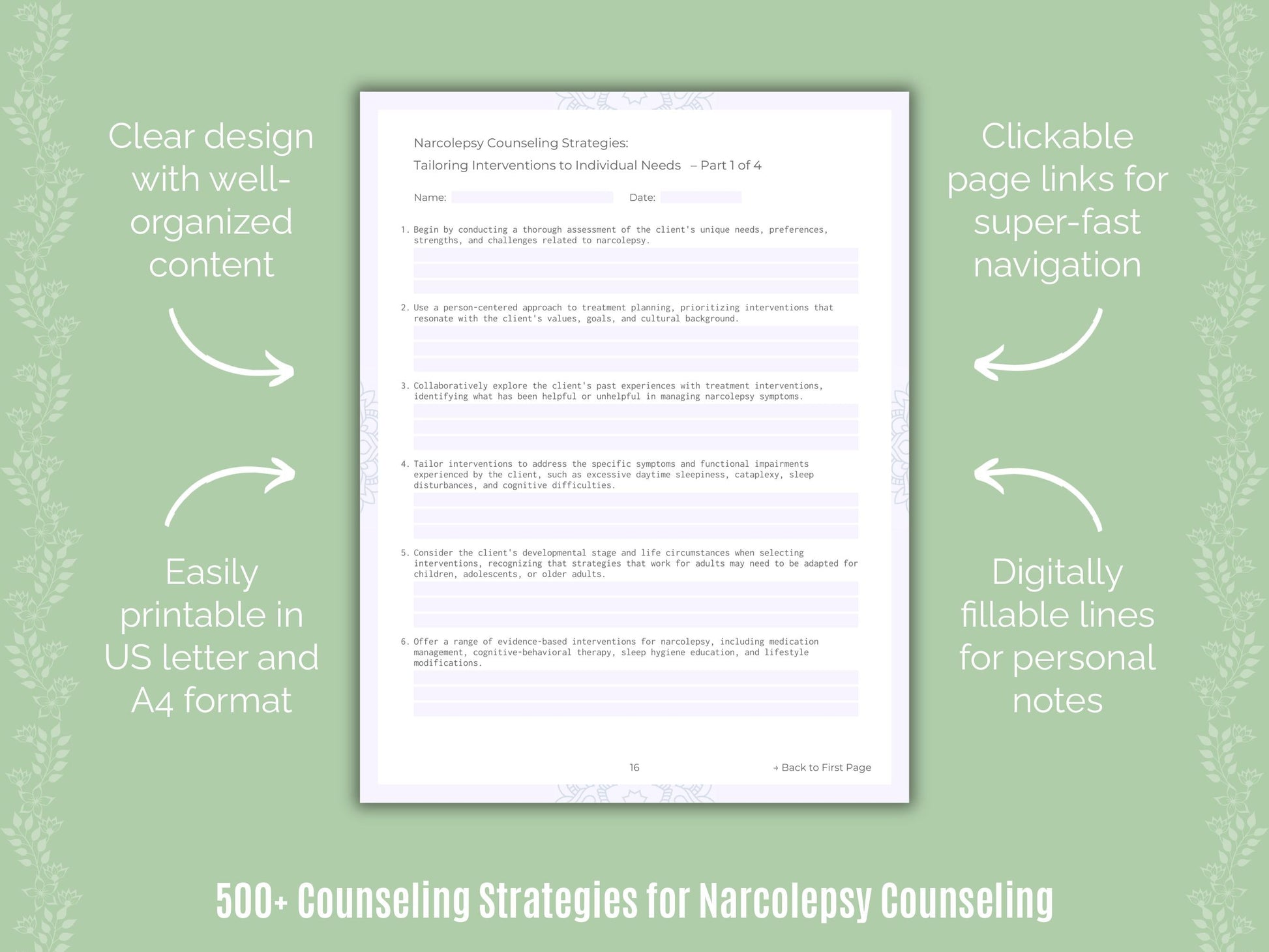 Narcolepsy Counseling Counseling Templates