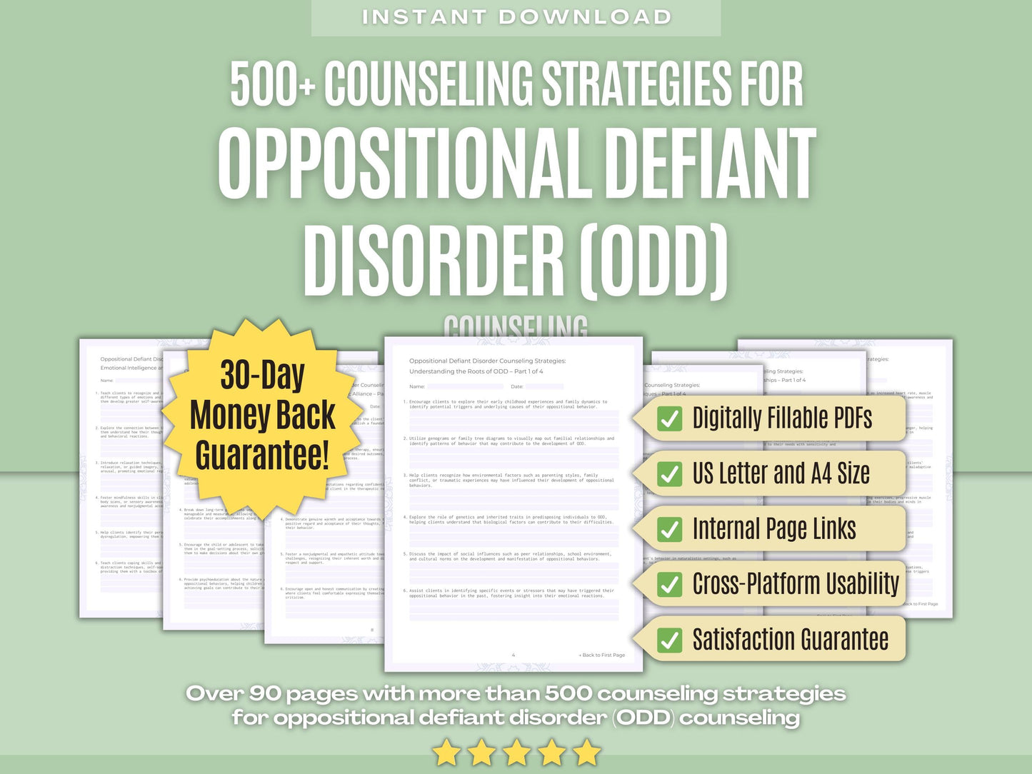 Oppositional Defiant Disorder (ODD) Counseling Psychology Workbooks