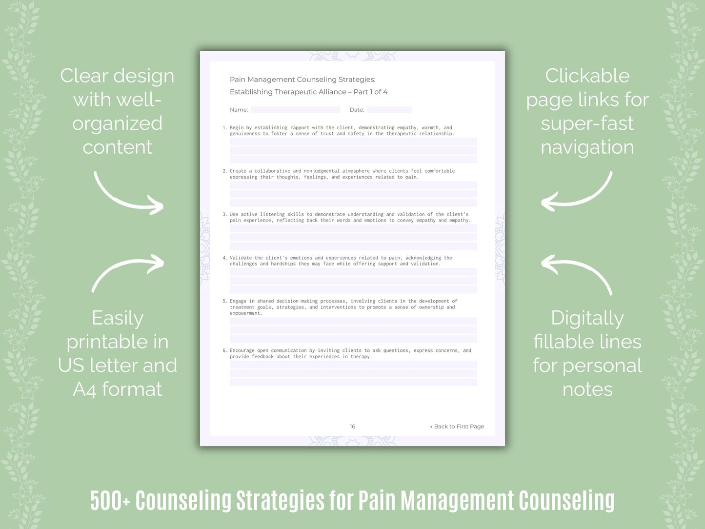 Pain Management Counseling Counseling Templates