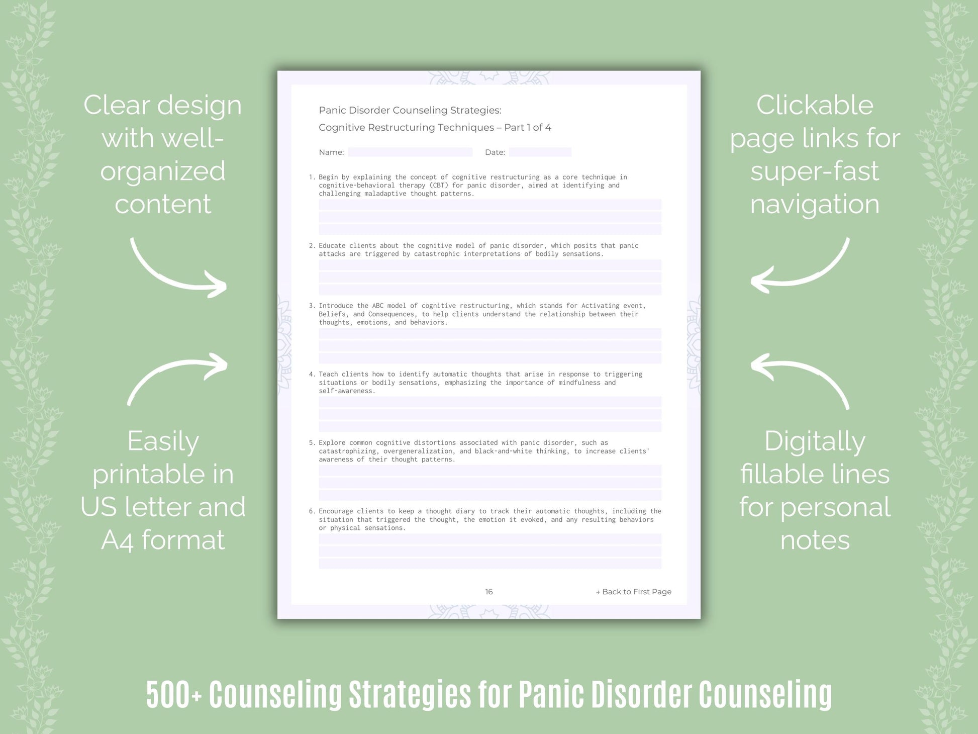 Panic Disorder Counseling Counseling Templates